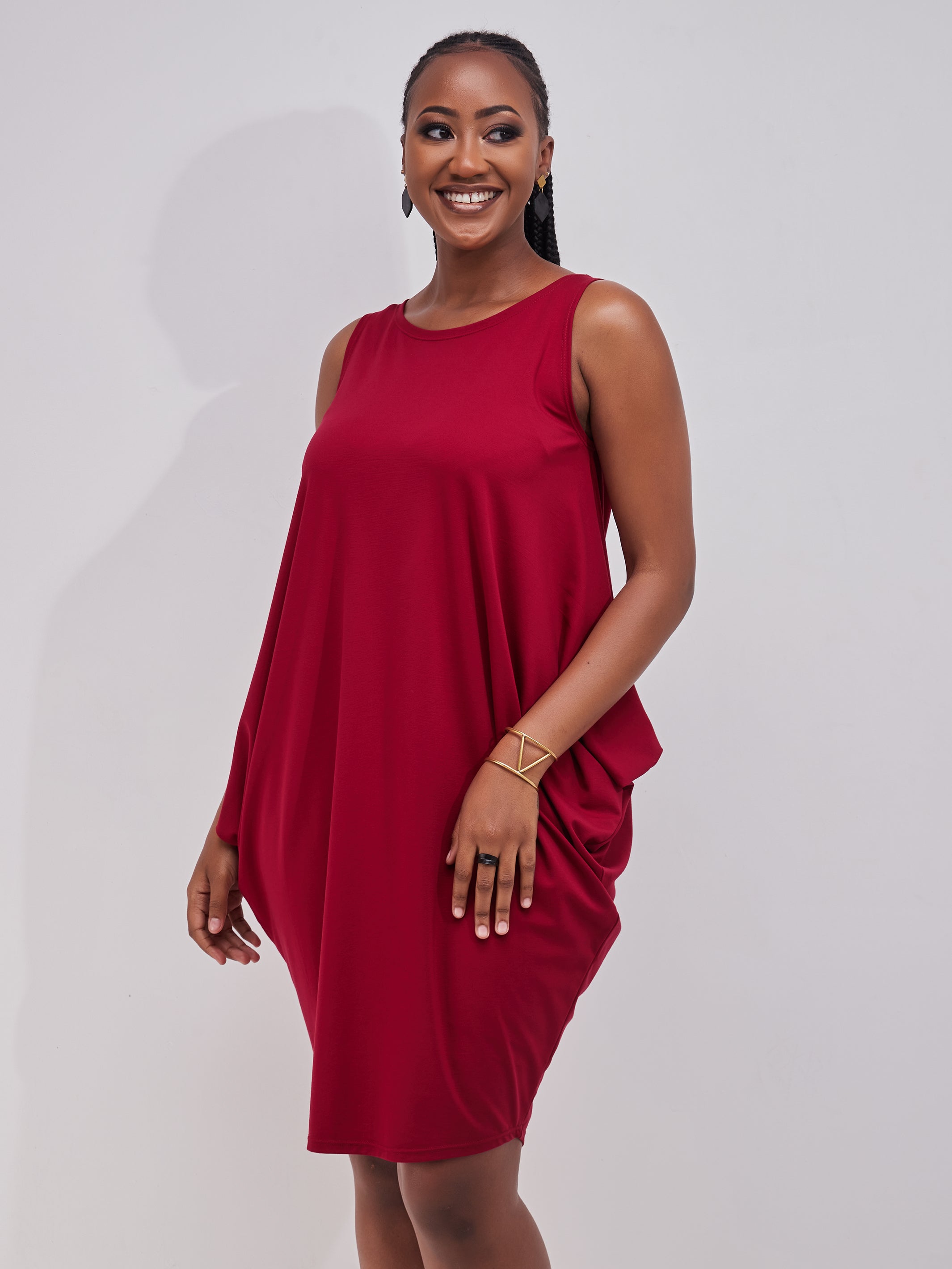 Vivo Salma Knee Length Dress - Maroon