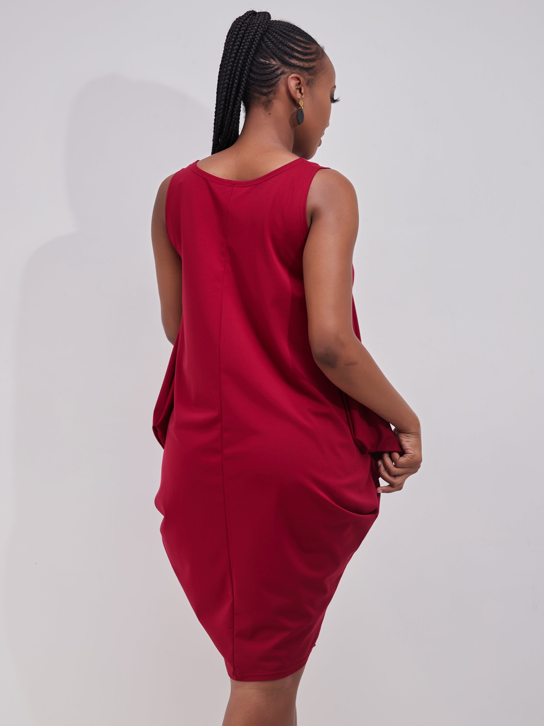 Vivo Salma Knee Length Dress - Maroon
