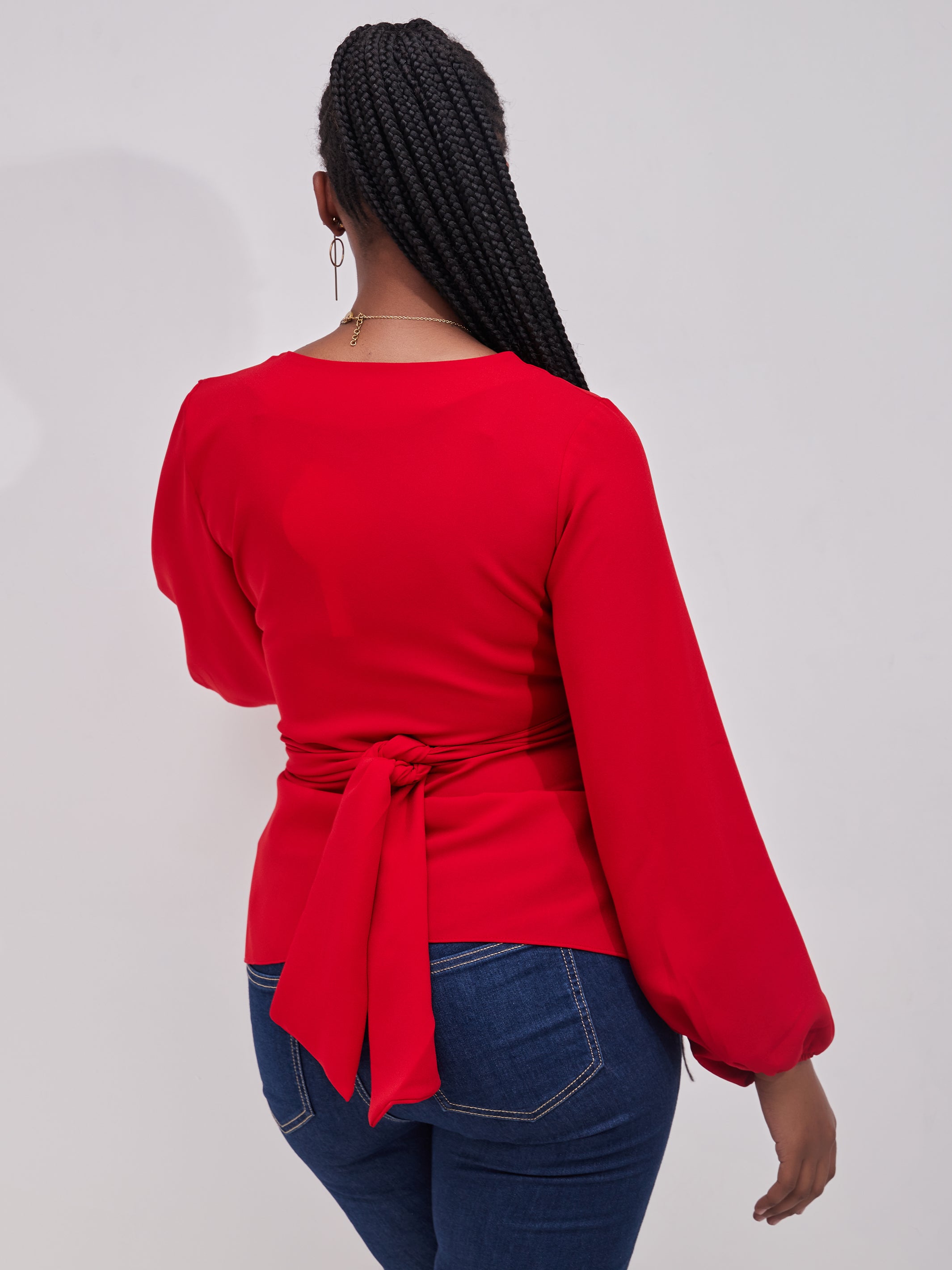 Vivo Basic Crepe Tie Top - Dark Red