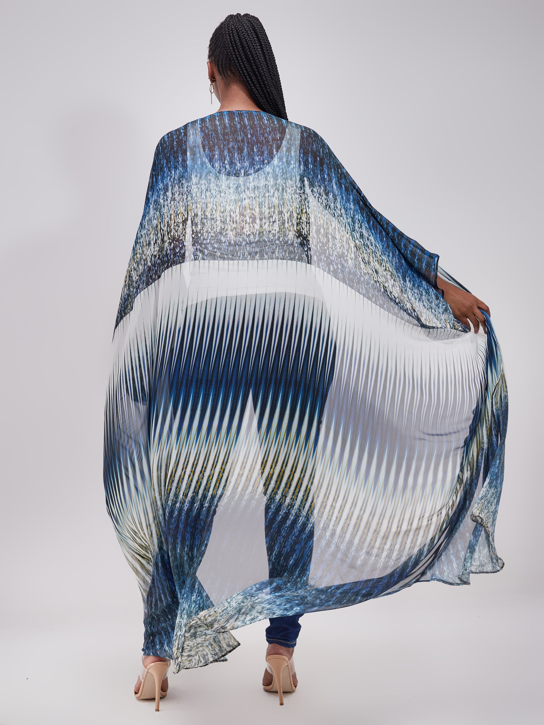 Vivo Muna Chiffon Kimono - Light Blue Print