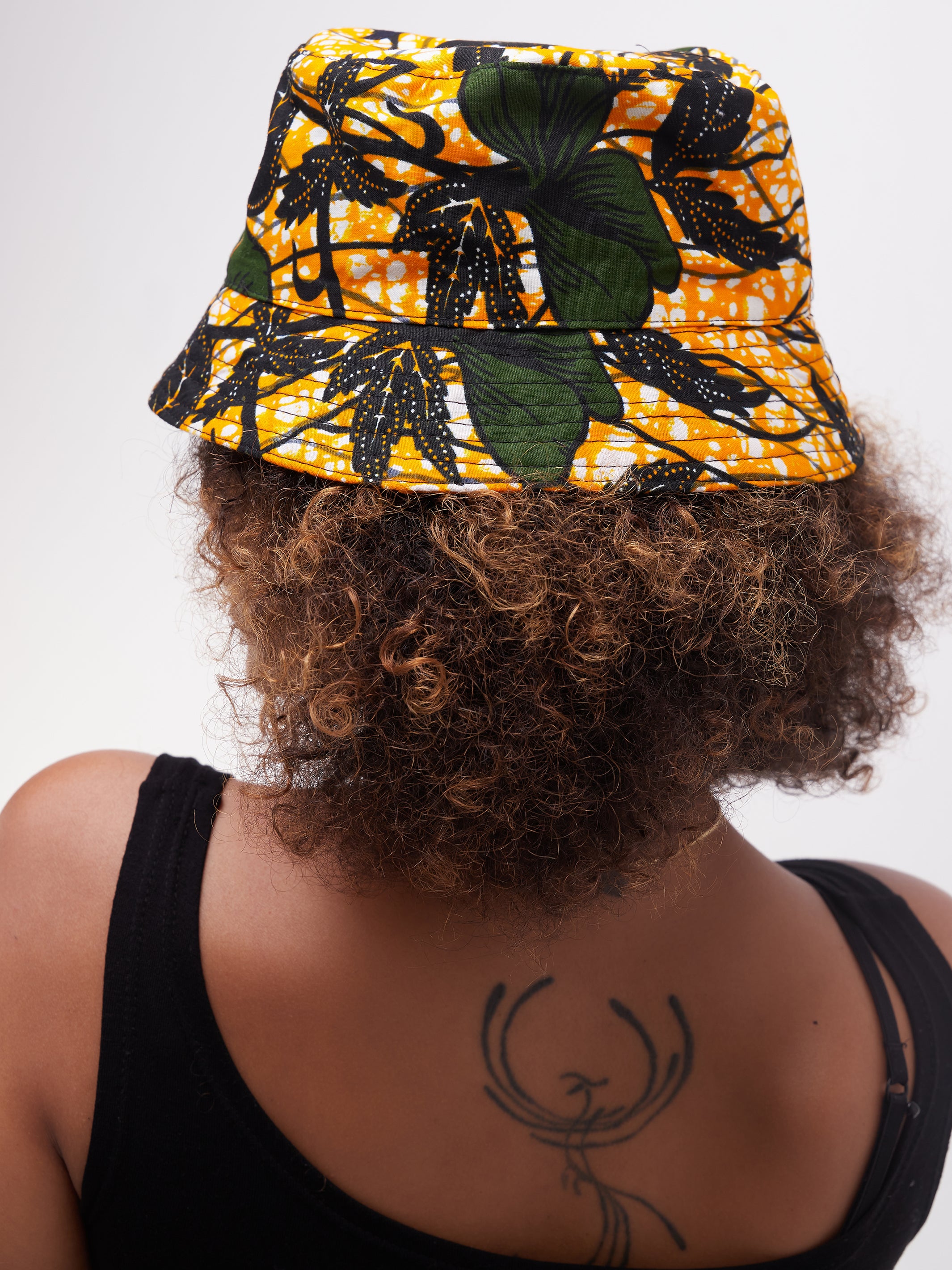 Safari Basic Bucket Hat - Orange / Dark Green Print