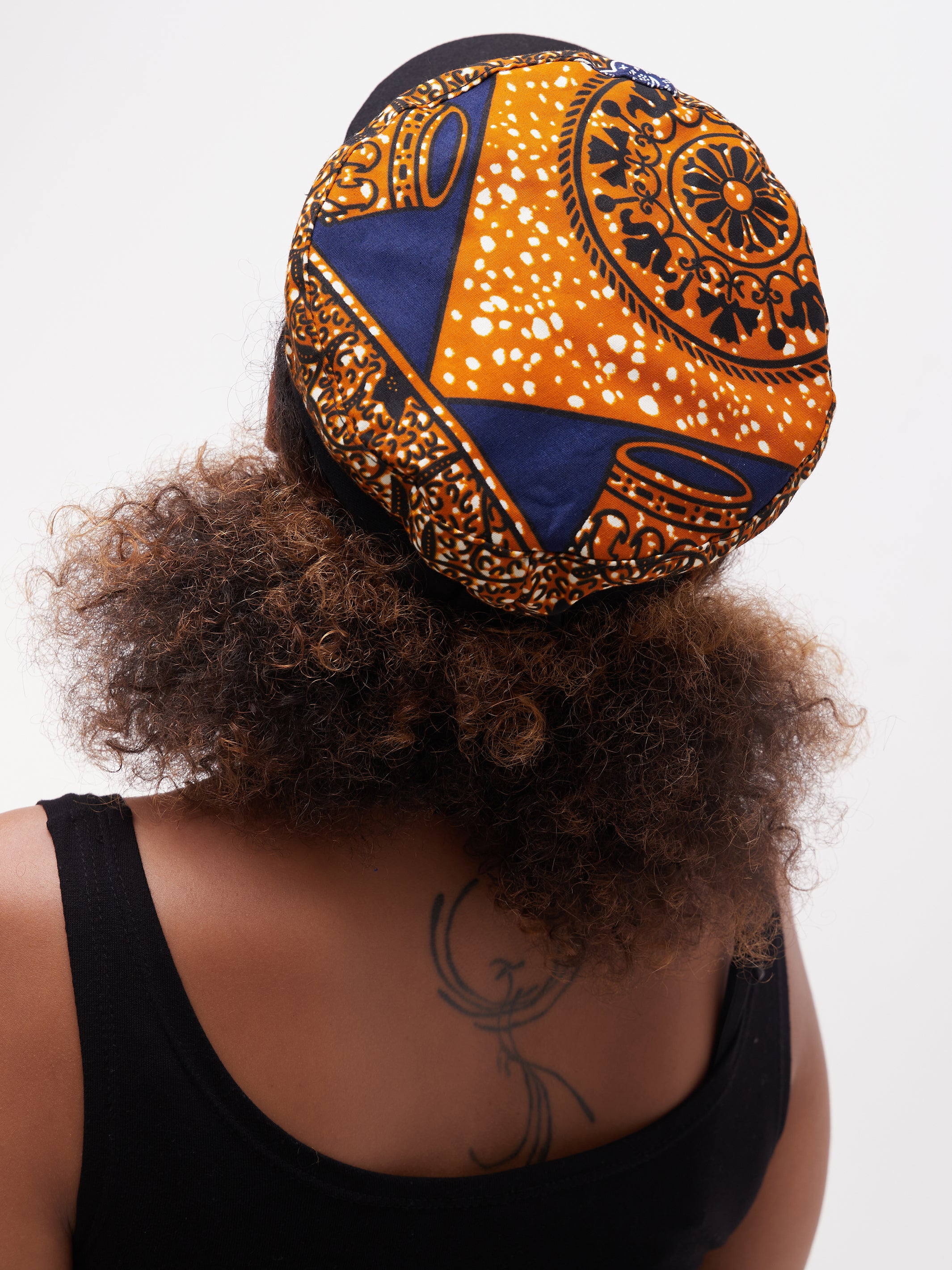 Safari Basic Travel Cap - Brown / Blue Print
