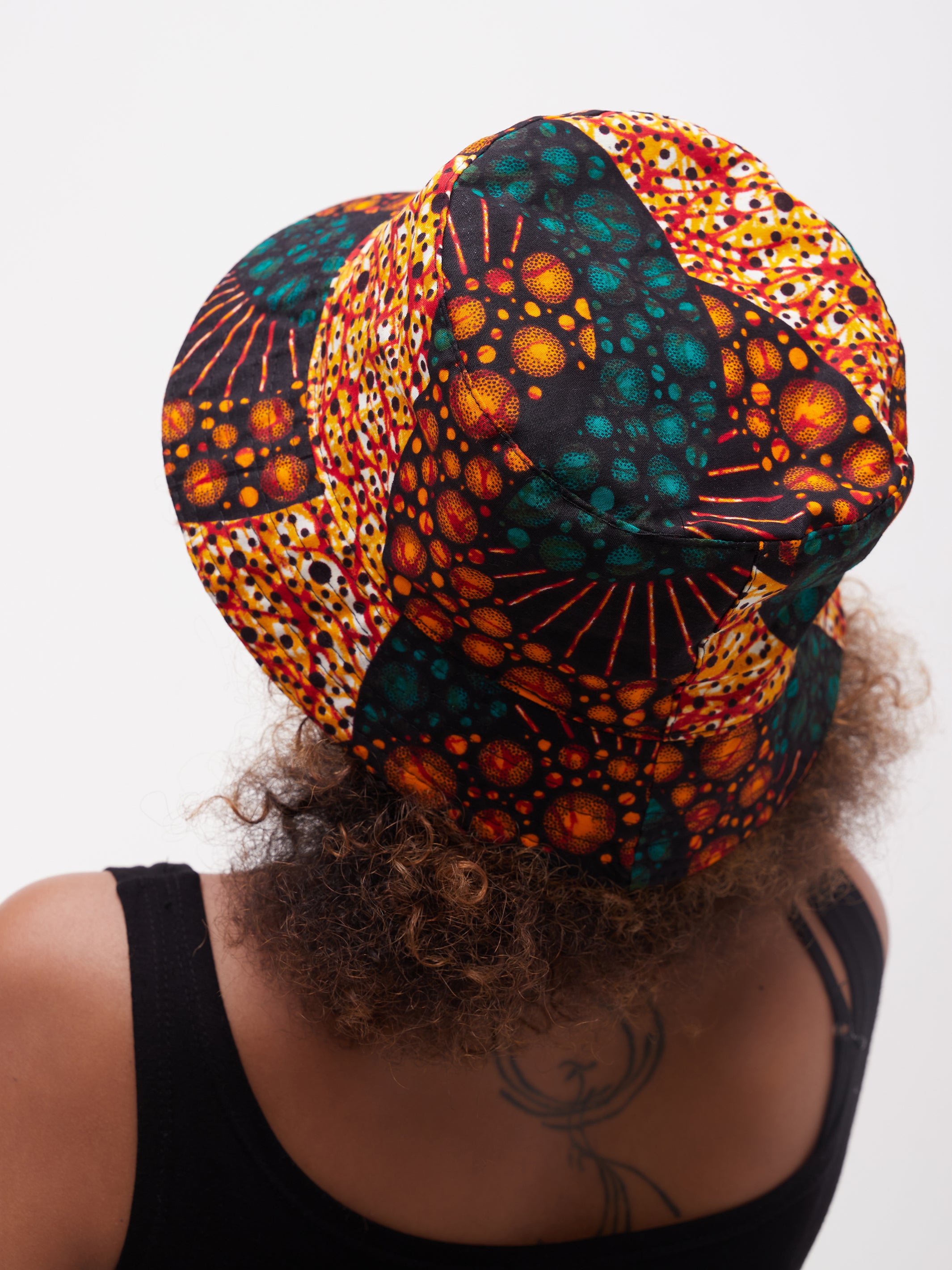Safari Basic Bucket Hat - Orange / Green Print
