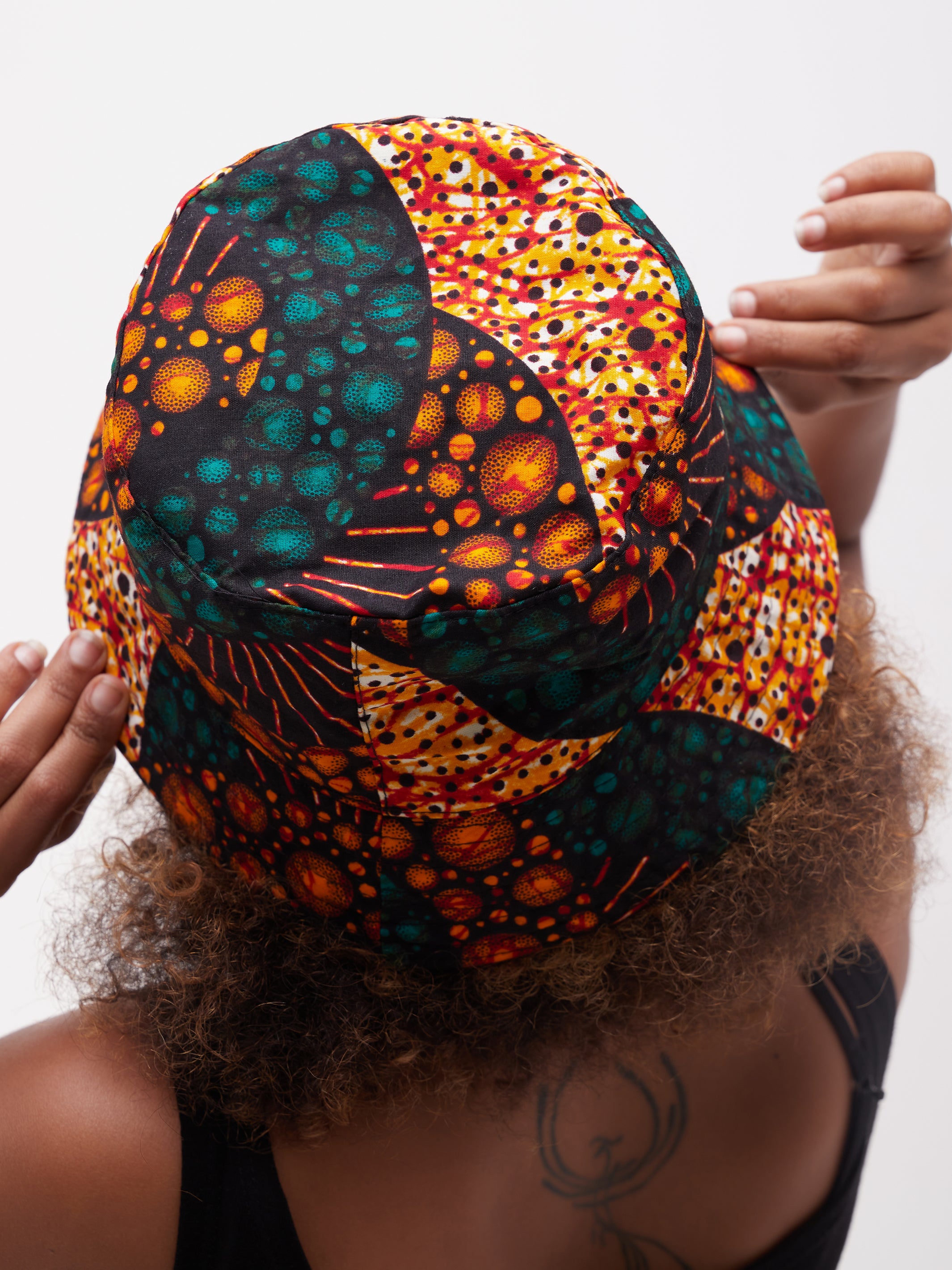 Safari Basic Bucket Hat - Orange / Green Print