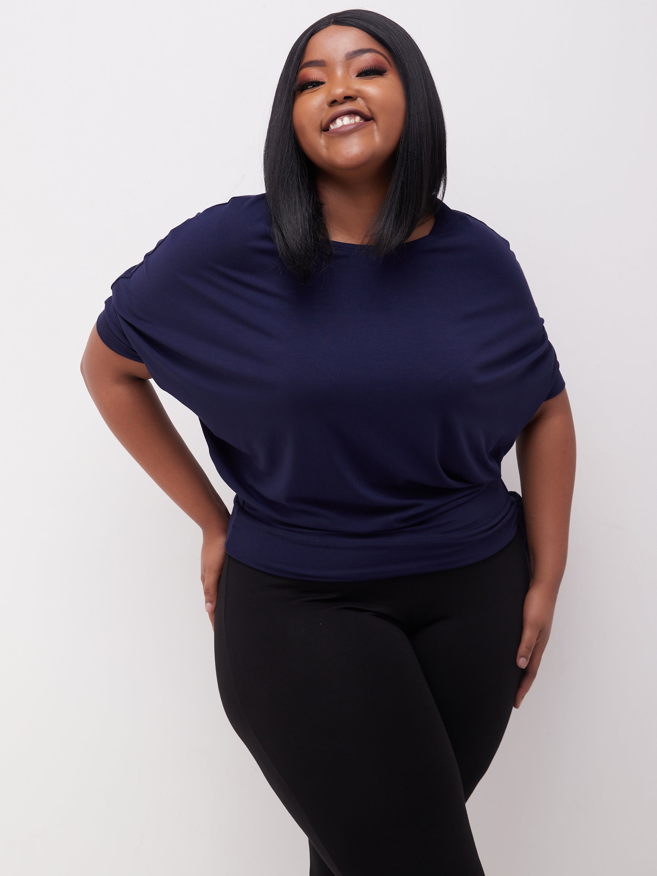 Vivo Bissa 3/4 Sleeved Dolman Top - Navy Blue