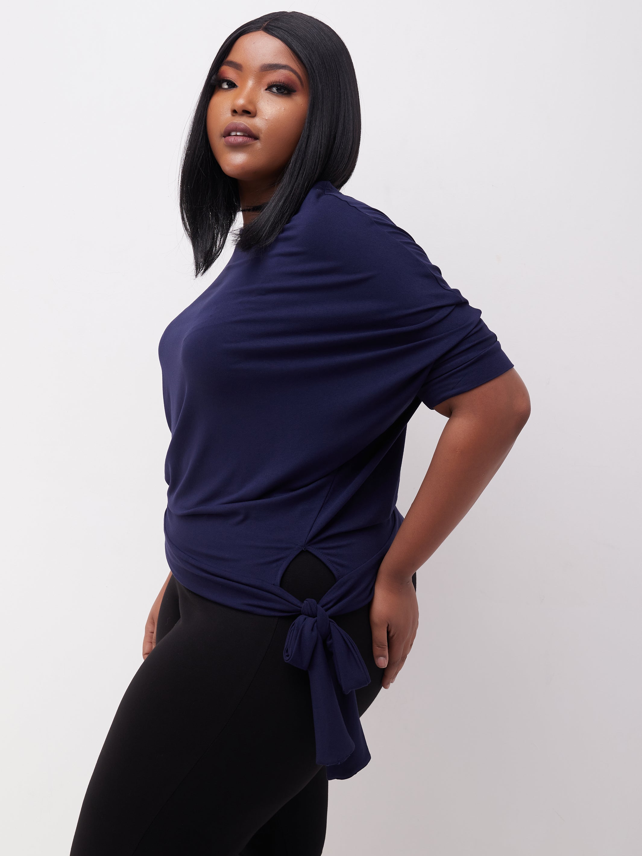 Vivo Bissa 3/4 Sleeved Dolman Top - Navy Blue