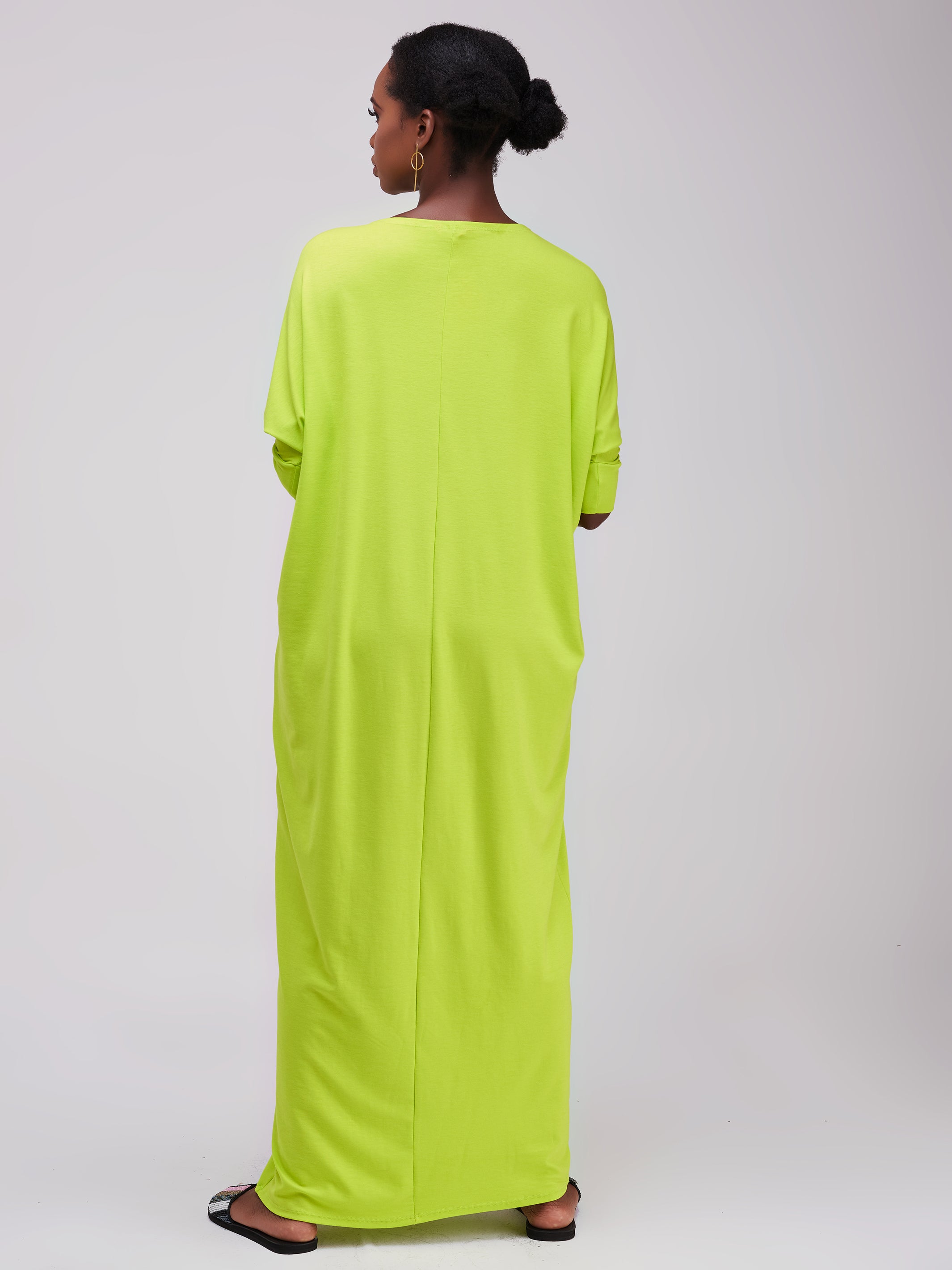Vivo Basic Dolman Maxi Dress - Lime Green