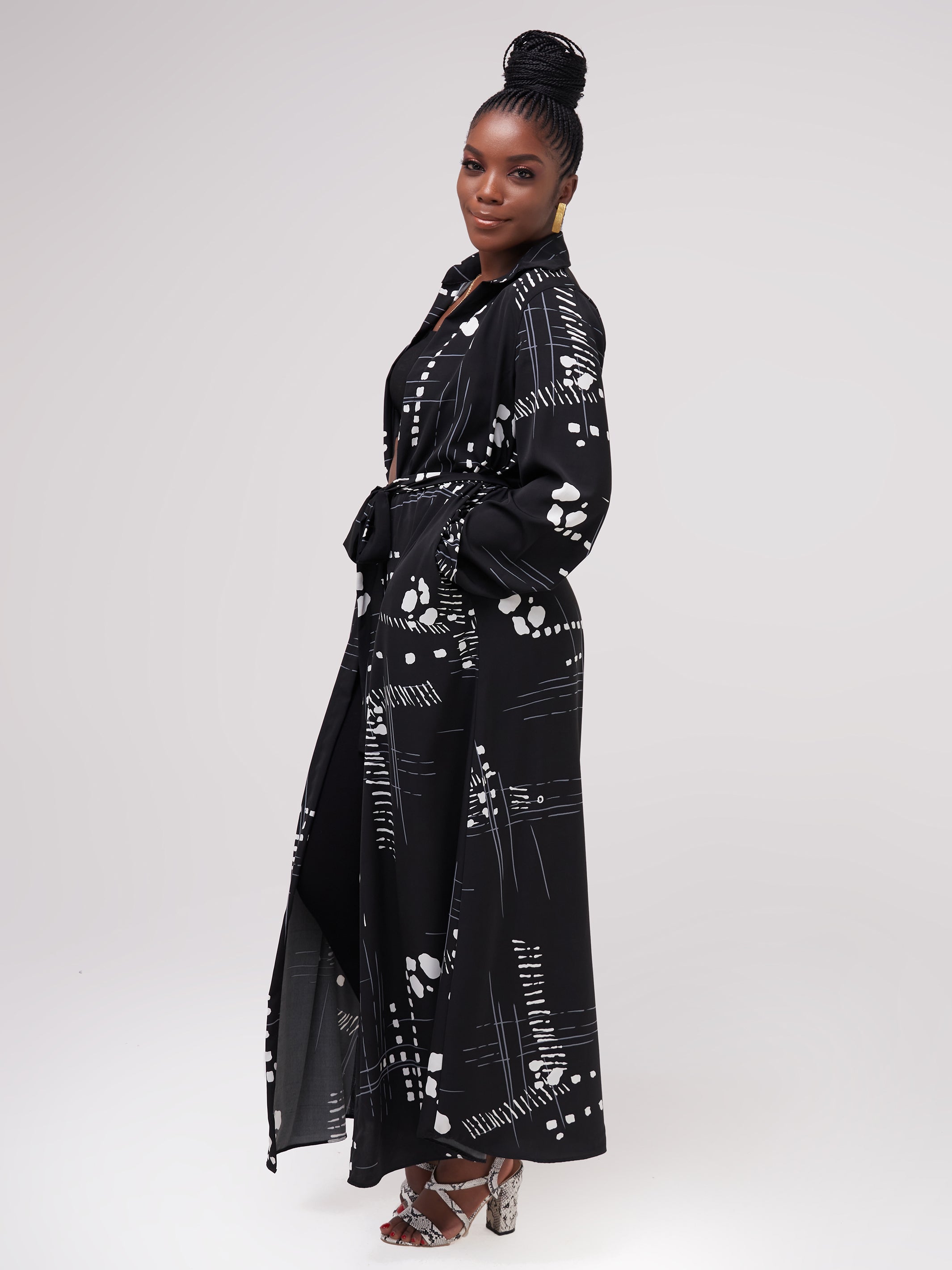 Vivo Basic Heavy Crepe Coverup - Black / Grey Print
