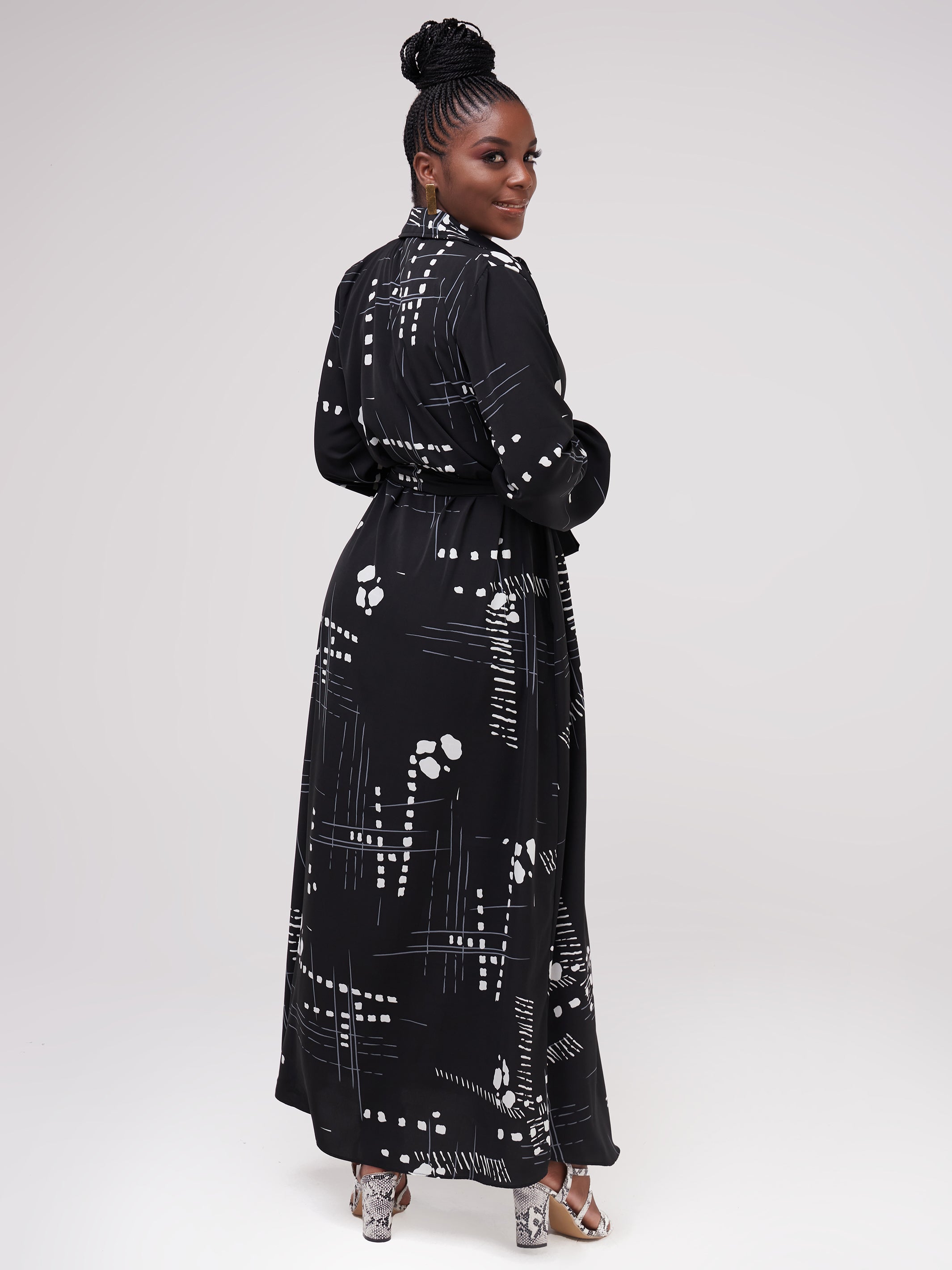 Vivo Basic Heavy Crepe Coverup - Black / Grey Print