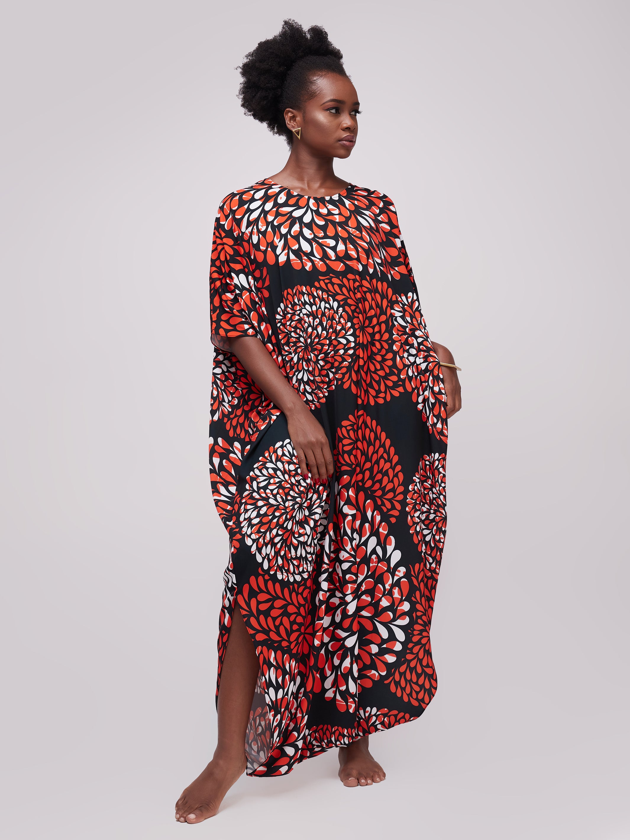 Vivo Alek Wide Jumpsuit - Orange / Black Print