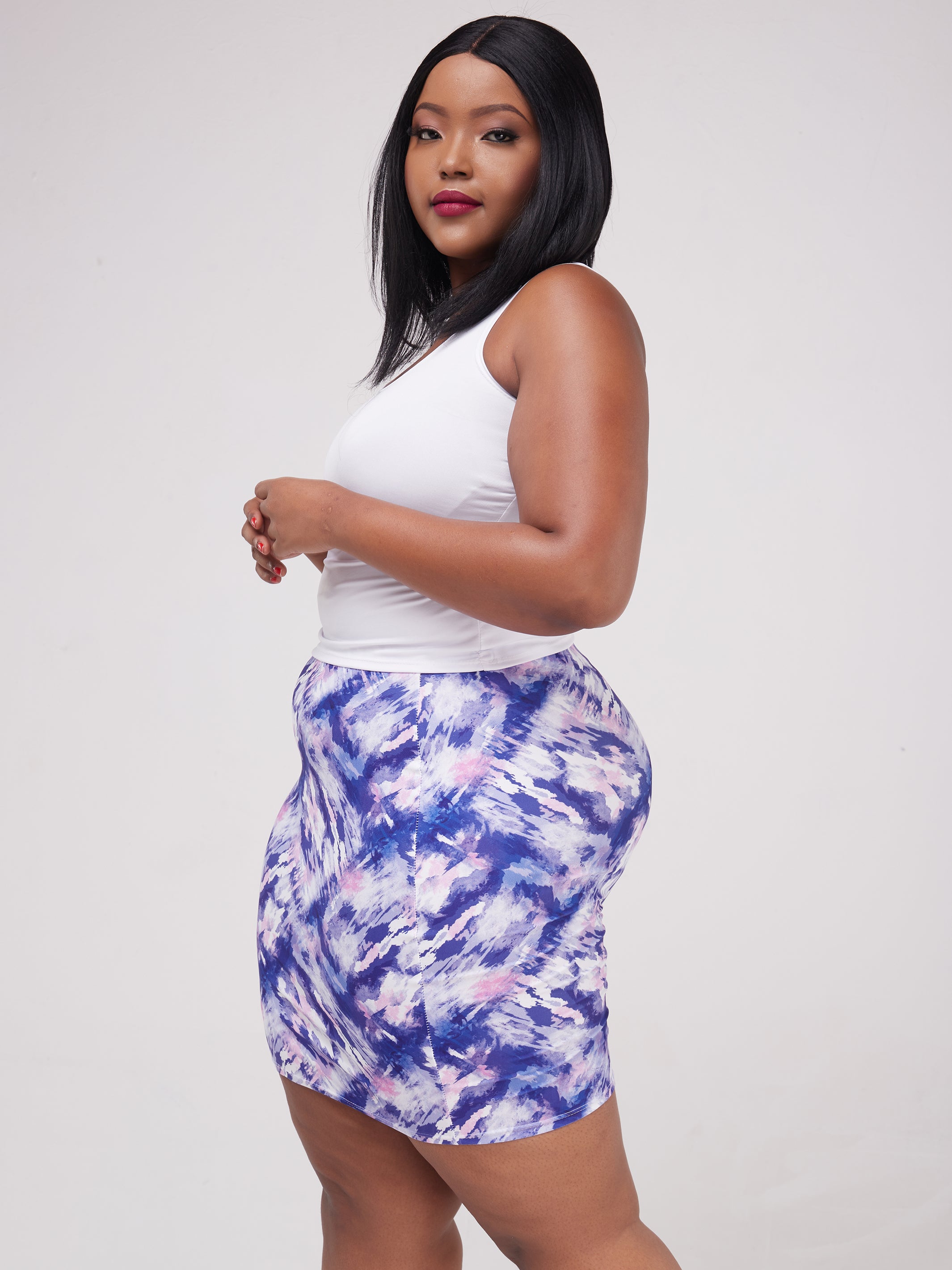 Zoya Essentials Mini Skirt - Purple Abstract