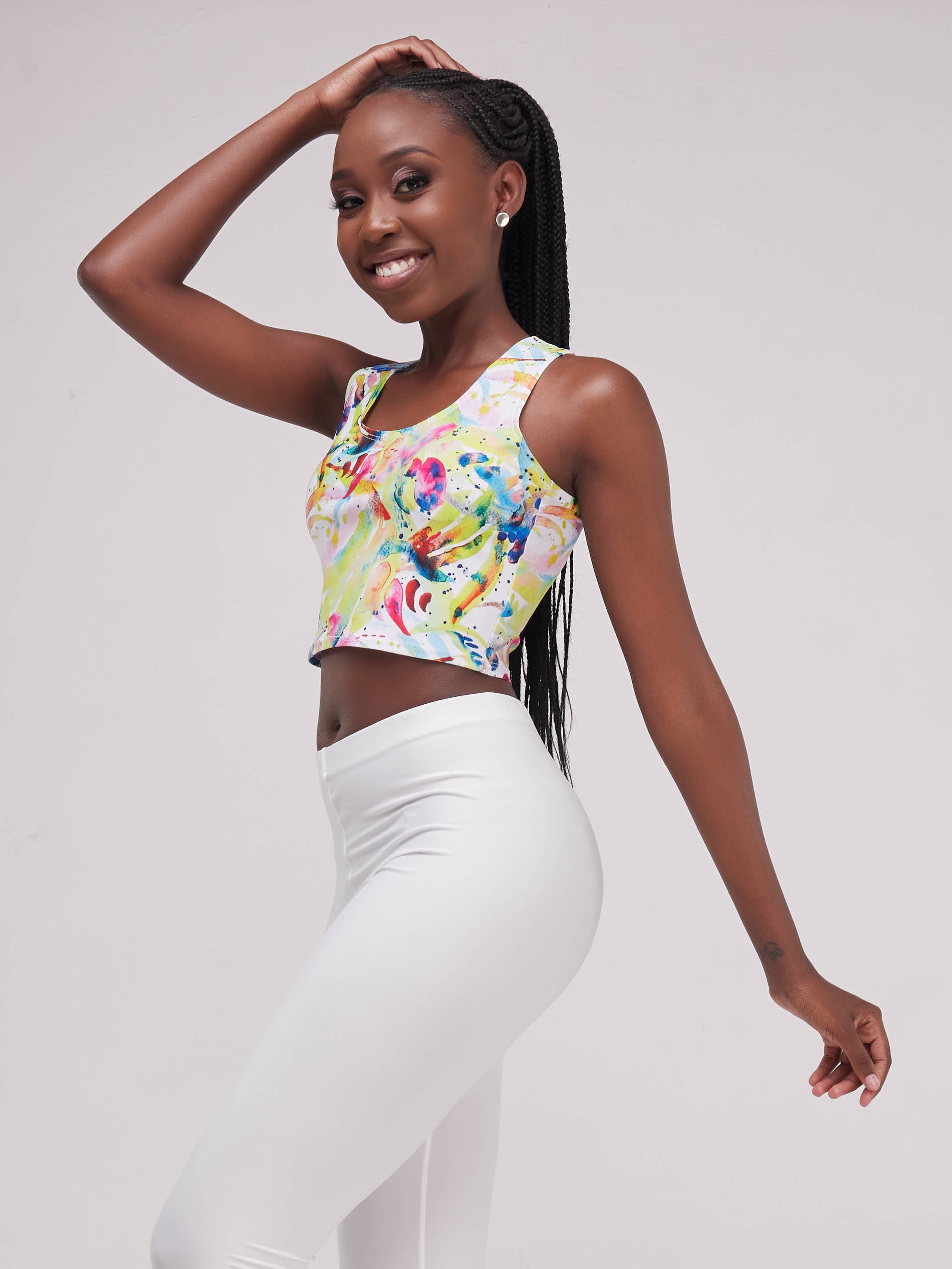 Zoya Essentials Racer Back Crop Top - Splash