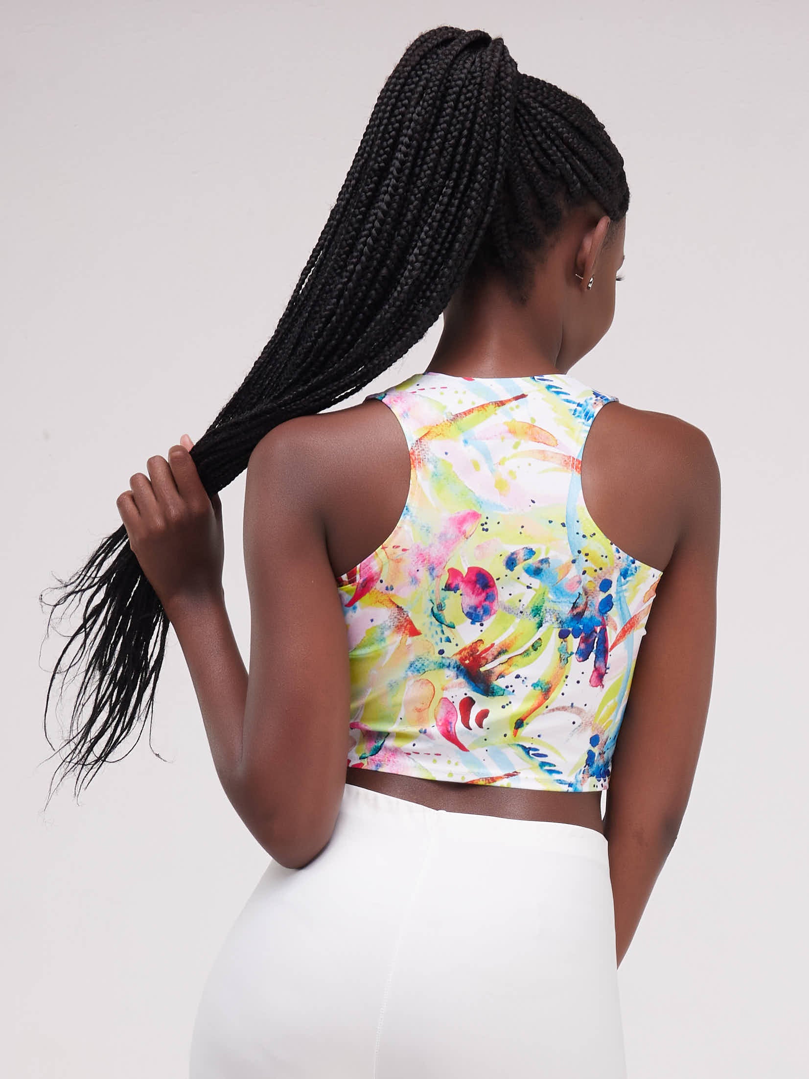 Zoya Essentials Racer Back Crop Top - Splash