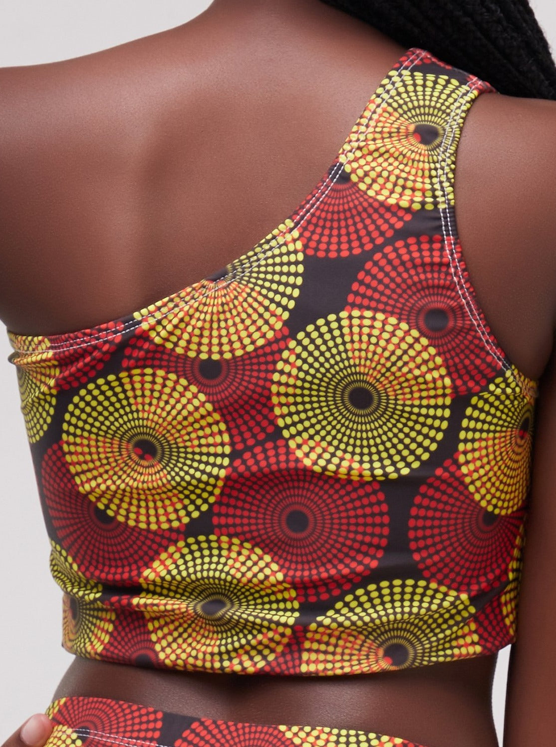 Zoya Essentials One Shoulder Crop Top - Yellow Ankara