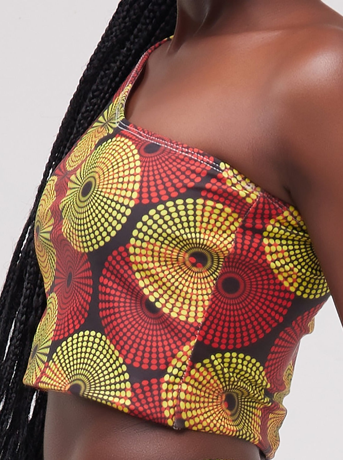 Zoya Essentials One Shoulder Crop Top - Yellow Ankara