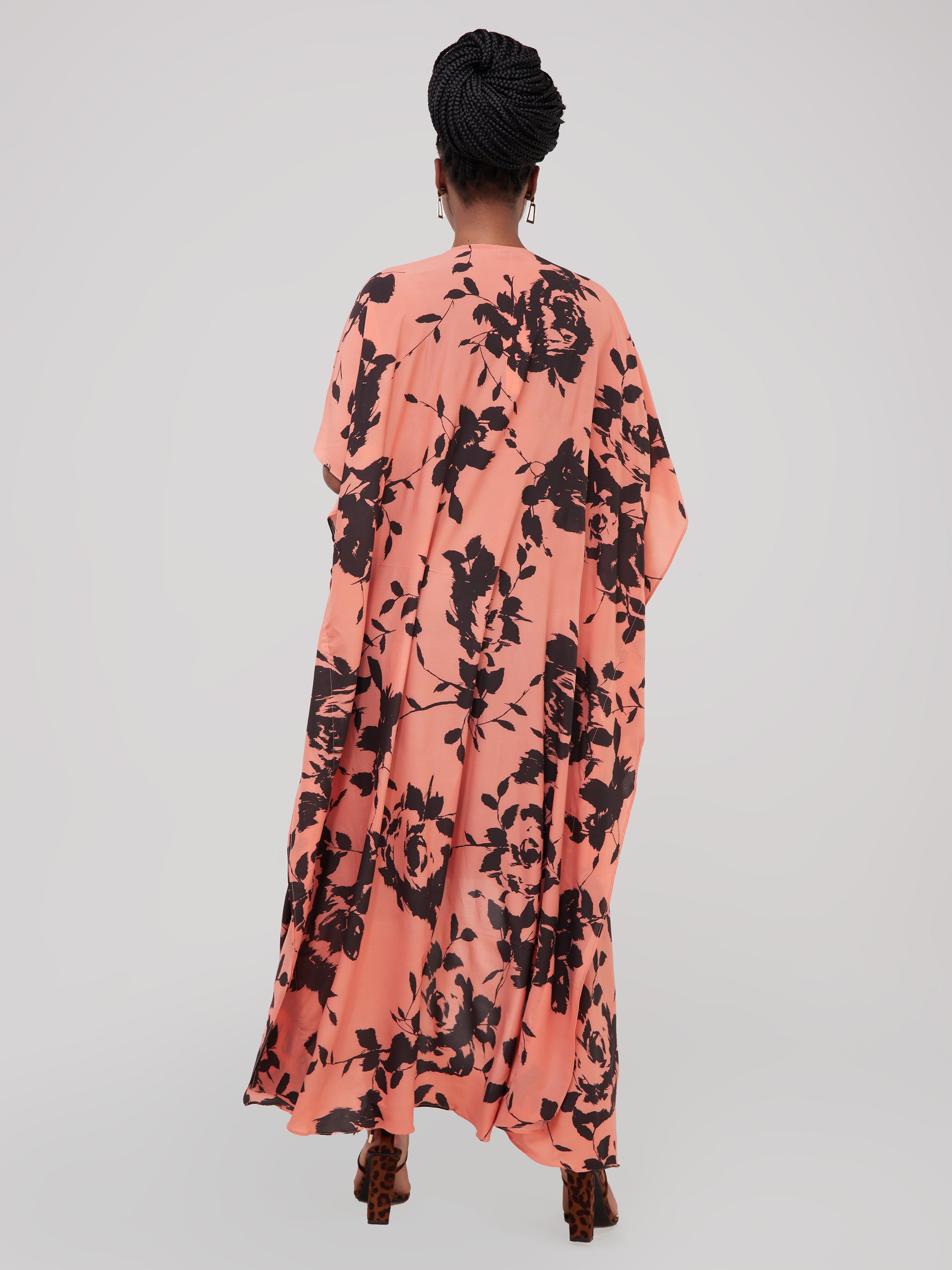 Safari Maisha Maxi Kimono Cover-Up - Pink Floral Print