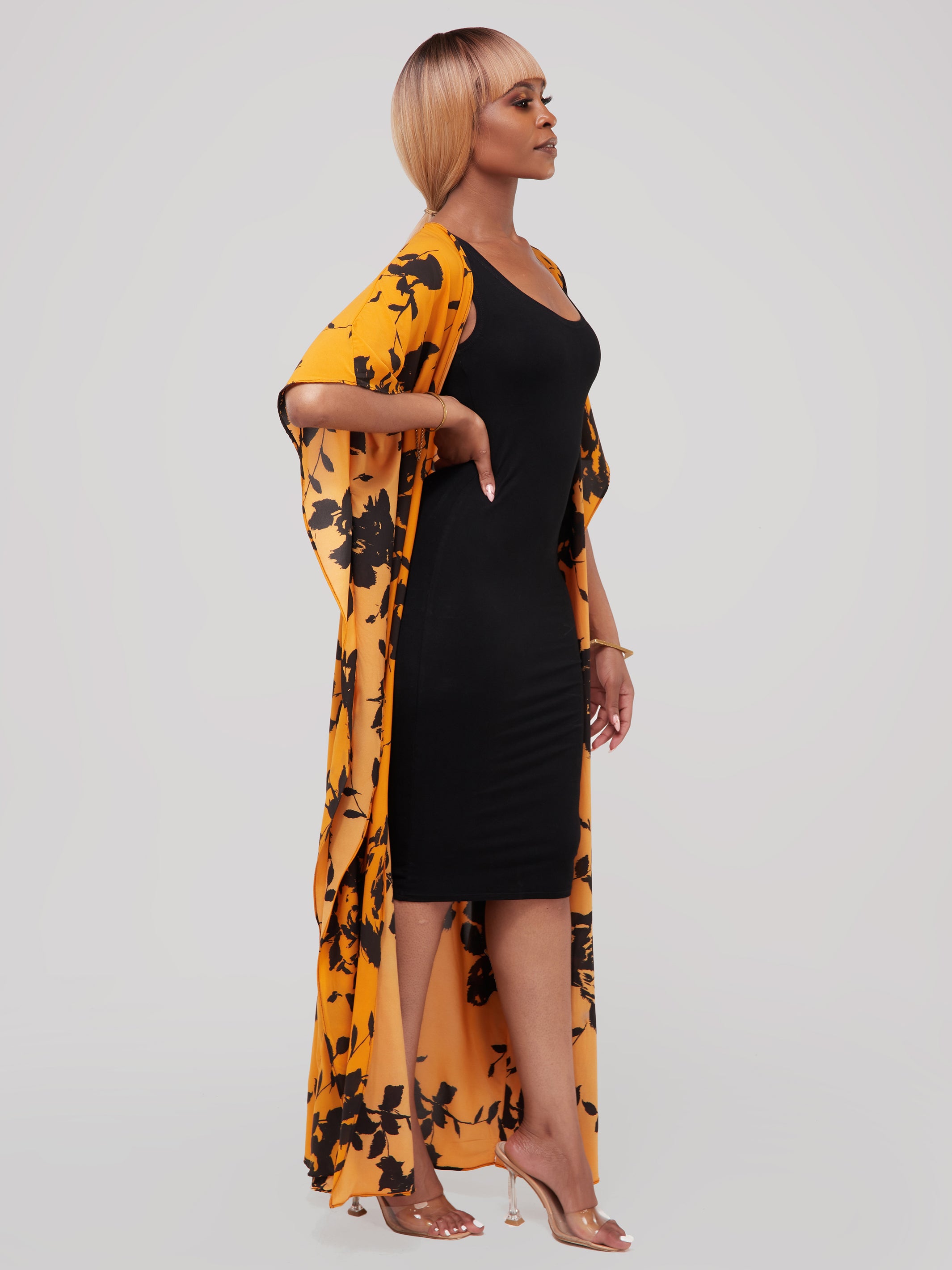 Safari Maisha Maxi Kimono Cover-Up - Orange Floral Print