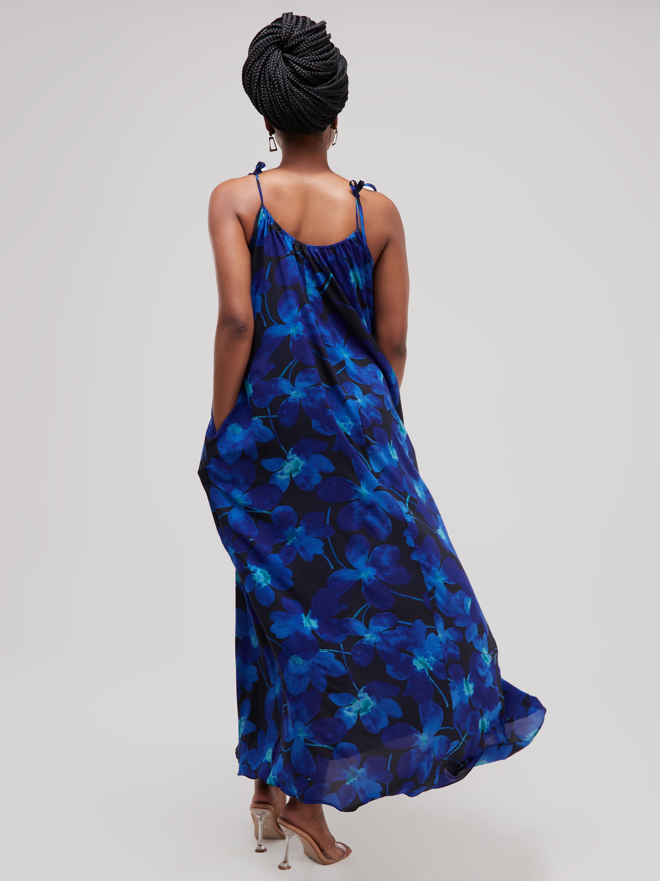 Safari Maisha Strappy Maxi Cover-Up Dress - Navy Floral Print