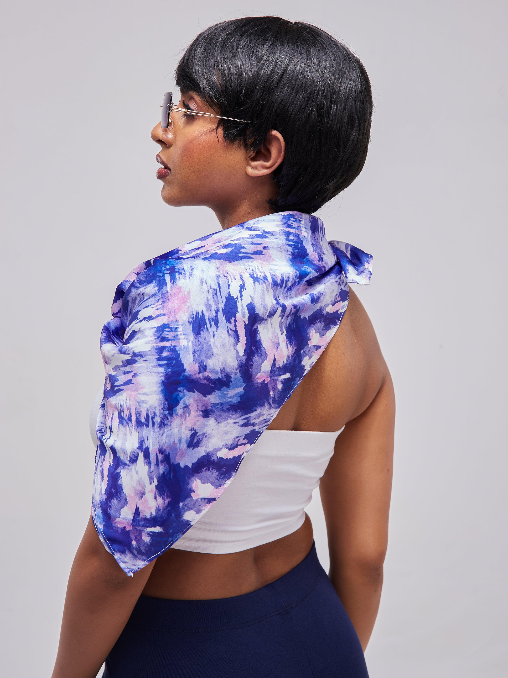 Zoya Essentials Satin Scarf - Purple Abstract