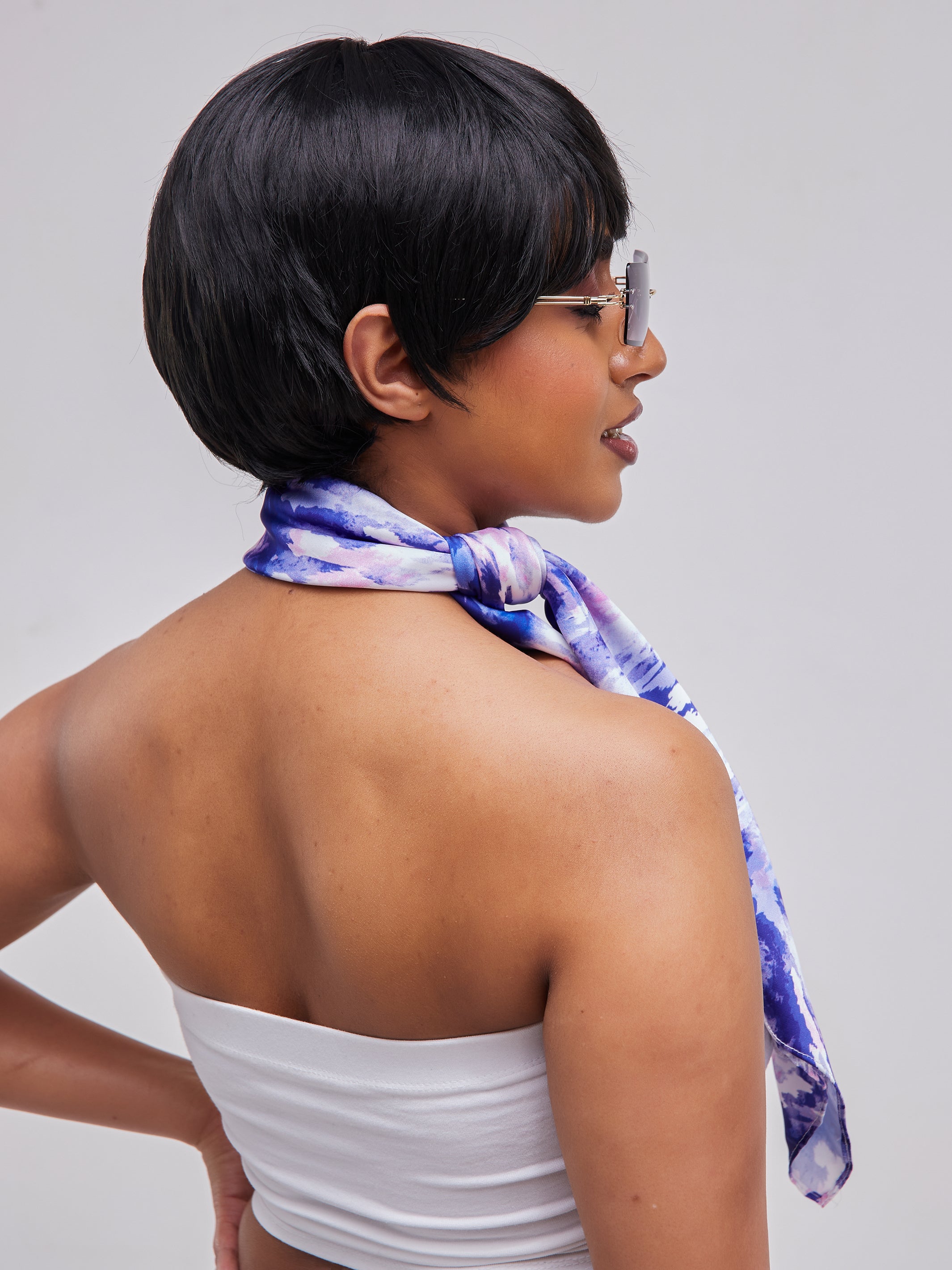 Zoya Essentials Satin Scarf - Purple Abstract