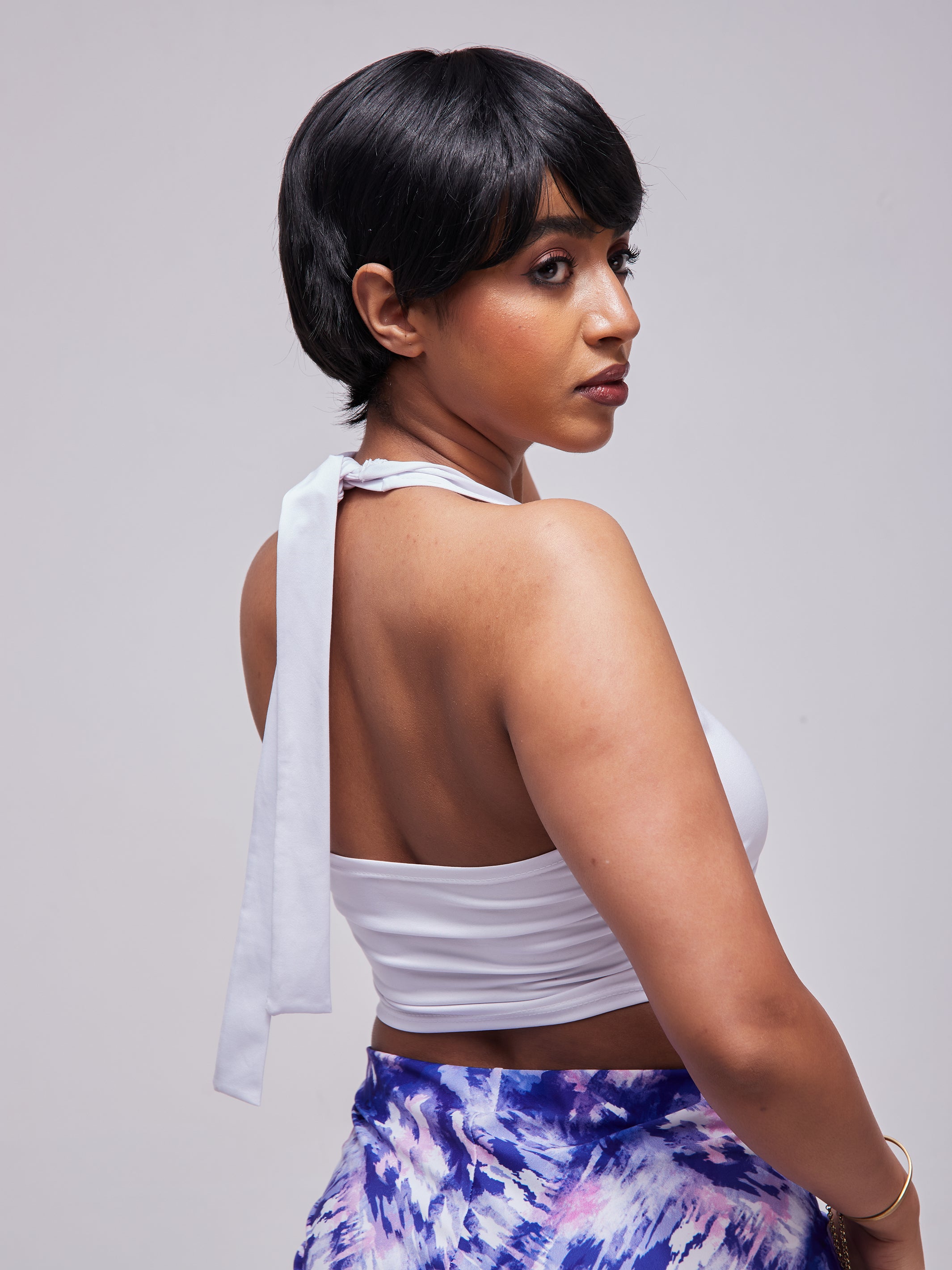 Zoya Essentials Halter Neck Crop Top - White