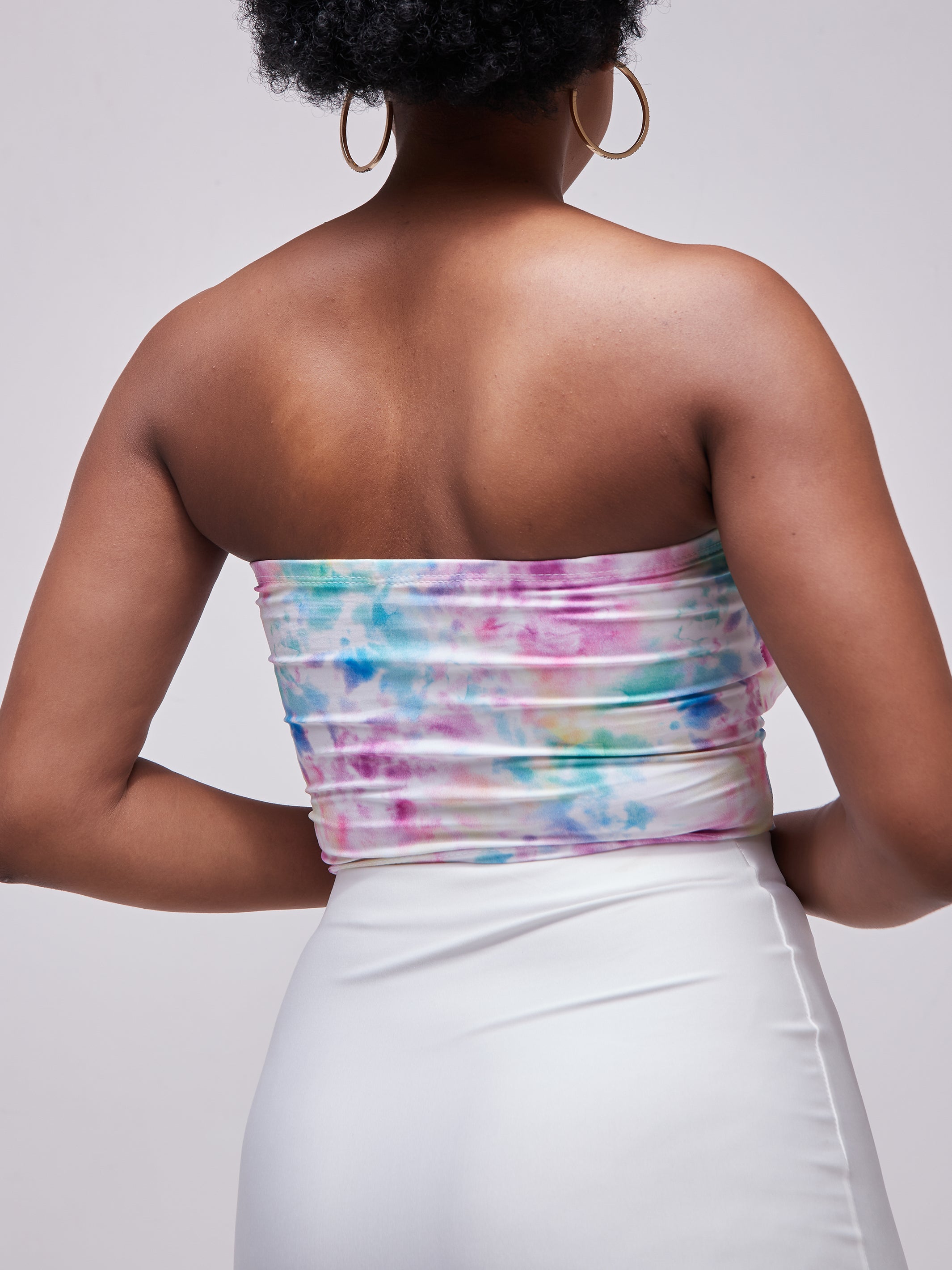 Zoya Essentials Strapless Midriff Top - Rainbow Tie Dye