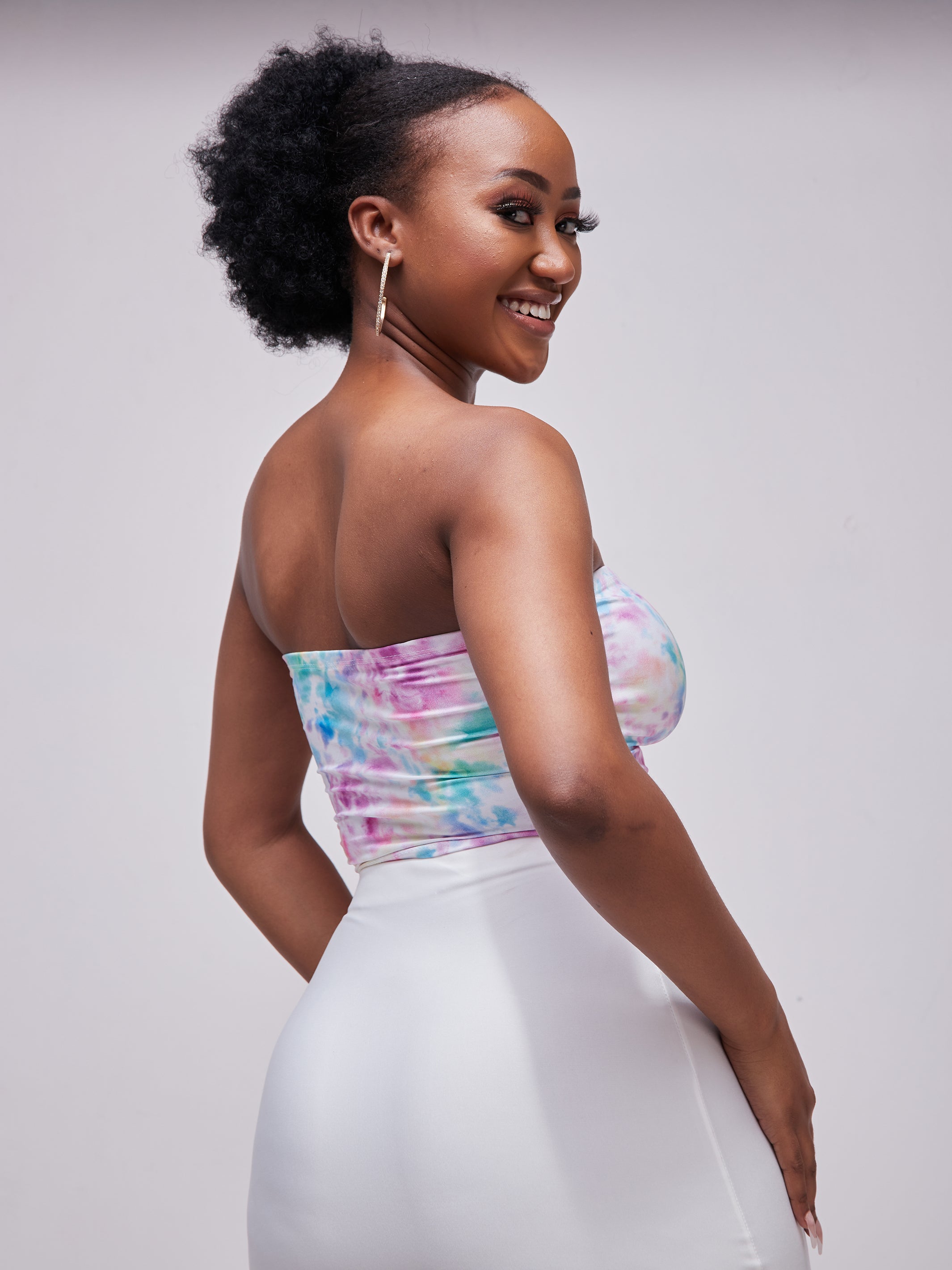 Zoya Essentials Strapless Midriff Top - Rainbow Tie Dye