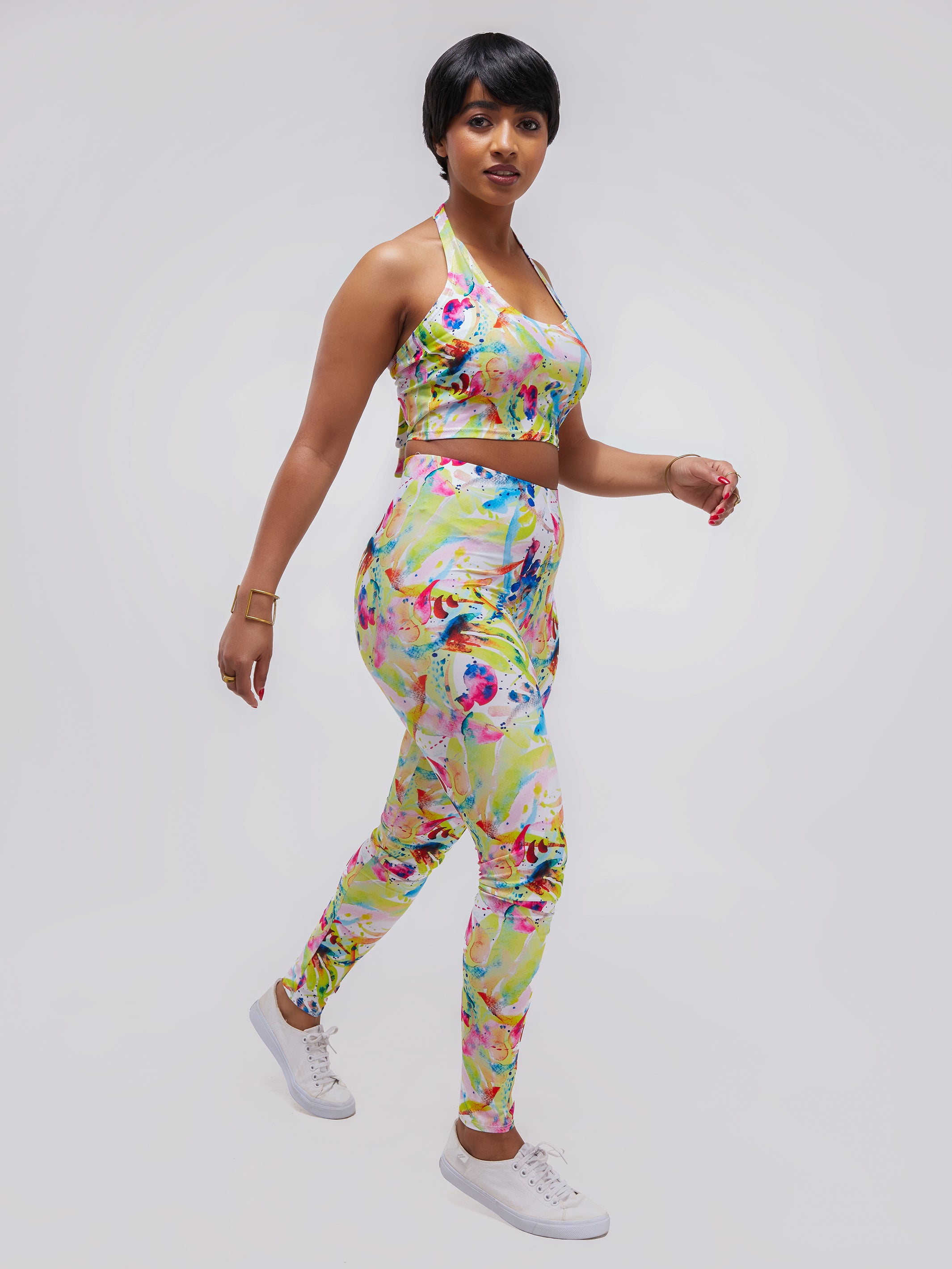 Zoya Essentials Halter Neck Crop Top - Splash