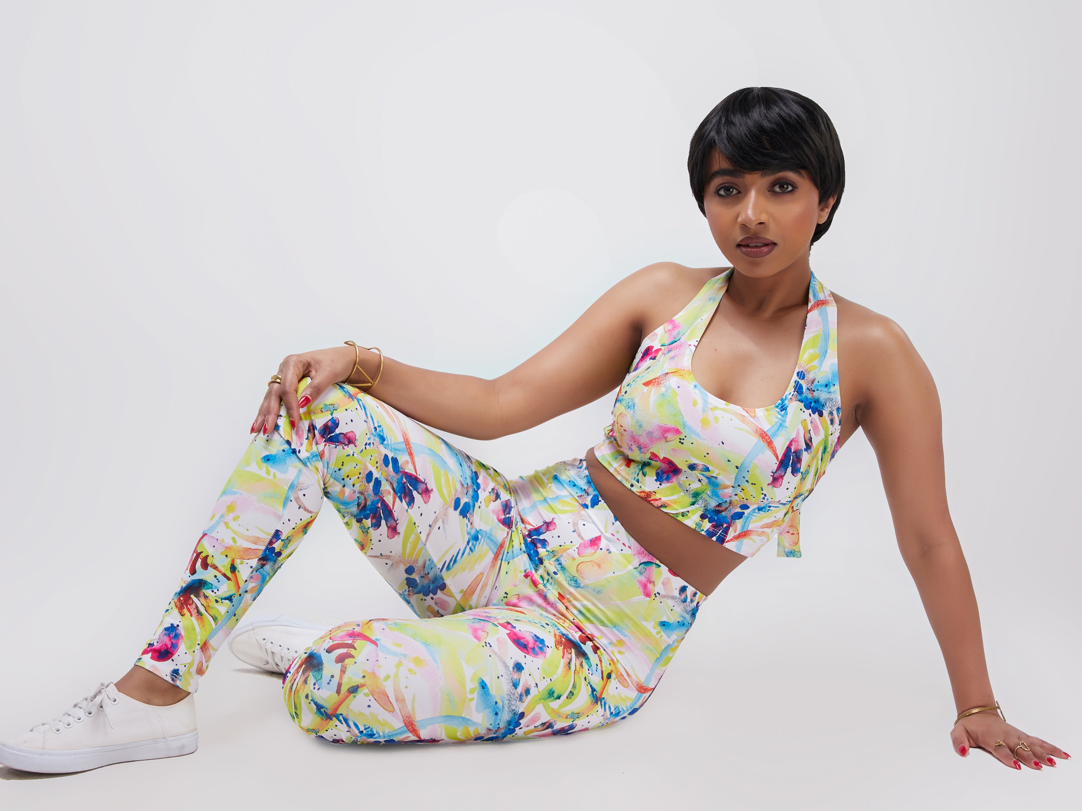 Zoya Essentials Halter Neck Crop Top - Splash