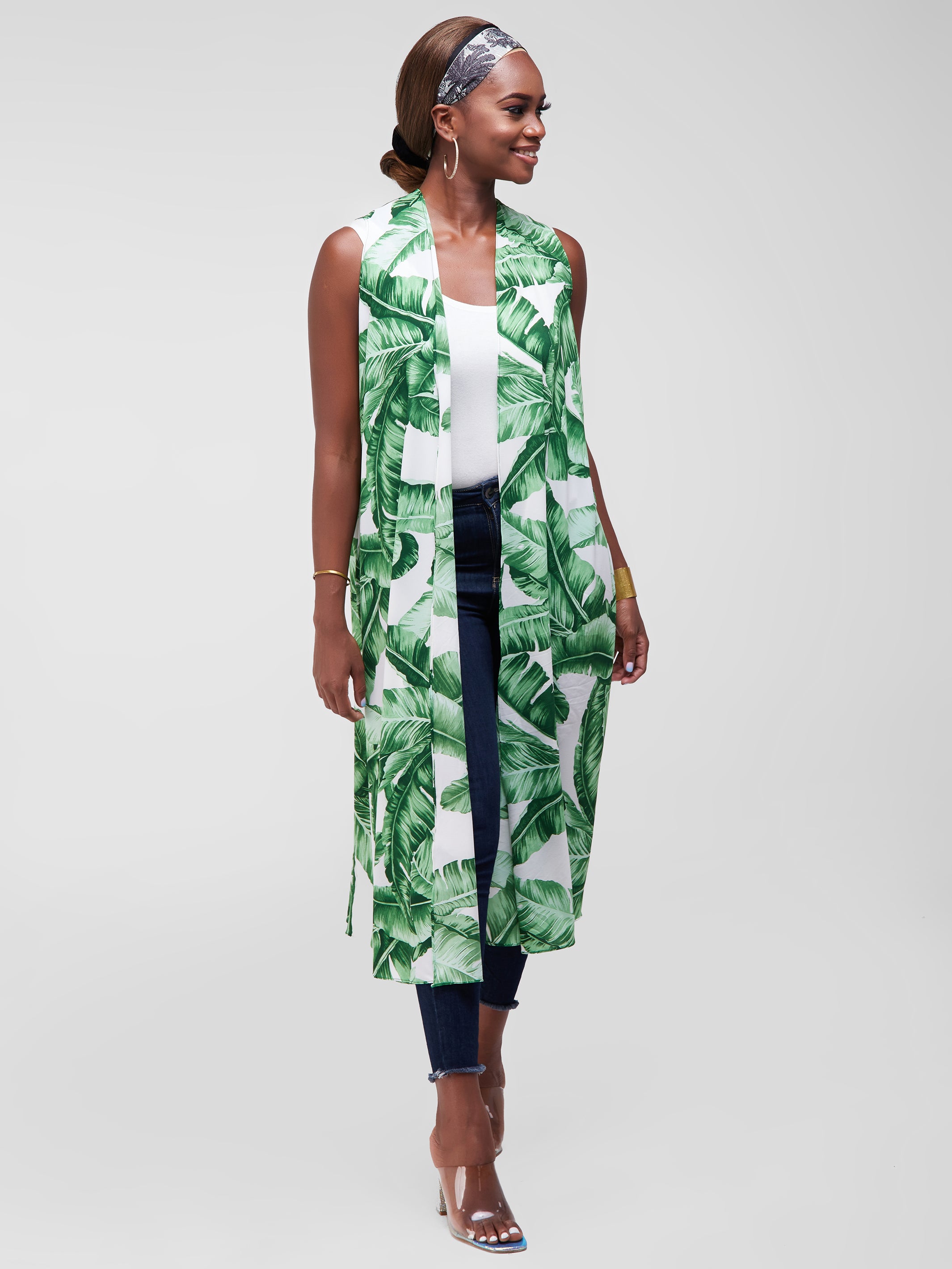 Safari Maisha Sleeveless Tent Cover-Up - Dark Green Print