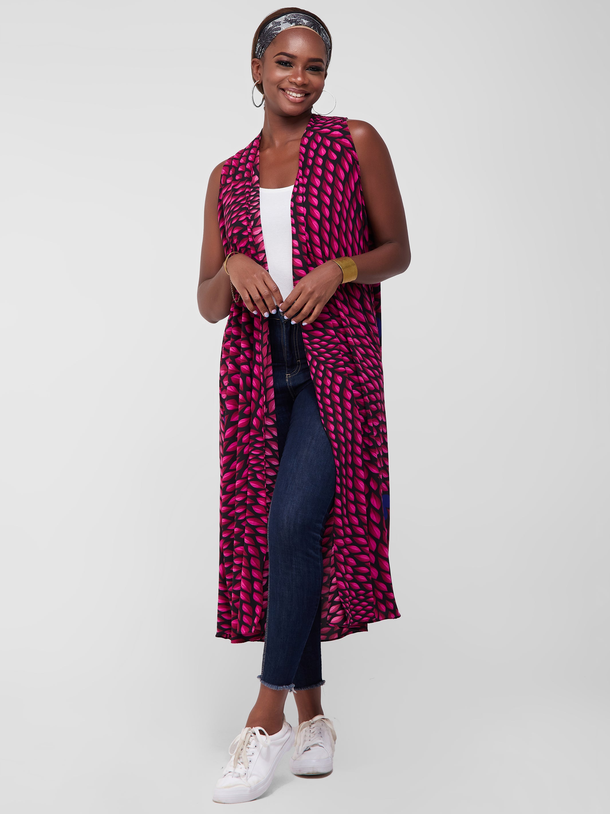 Safari Maisha Sleeveless Tent Cover-Up - Black / Pink Print