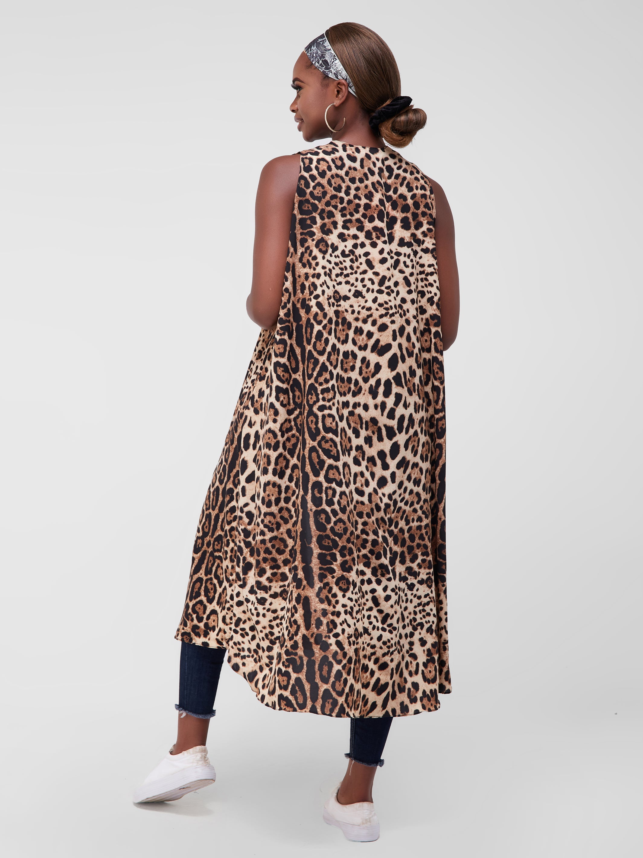Safari Maisha Sleeveless Tent Cover-Up - Brown Animal Print