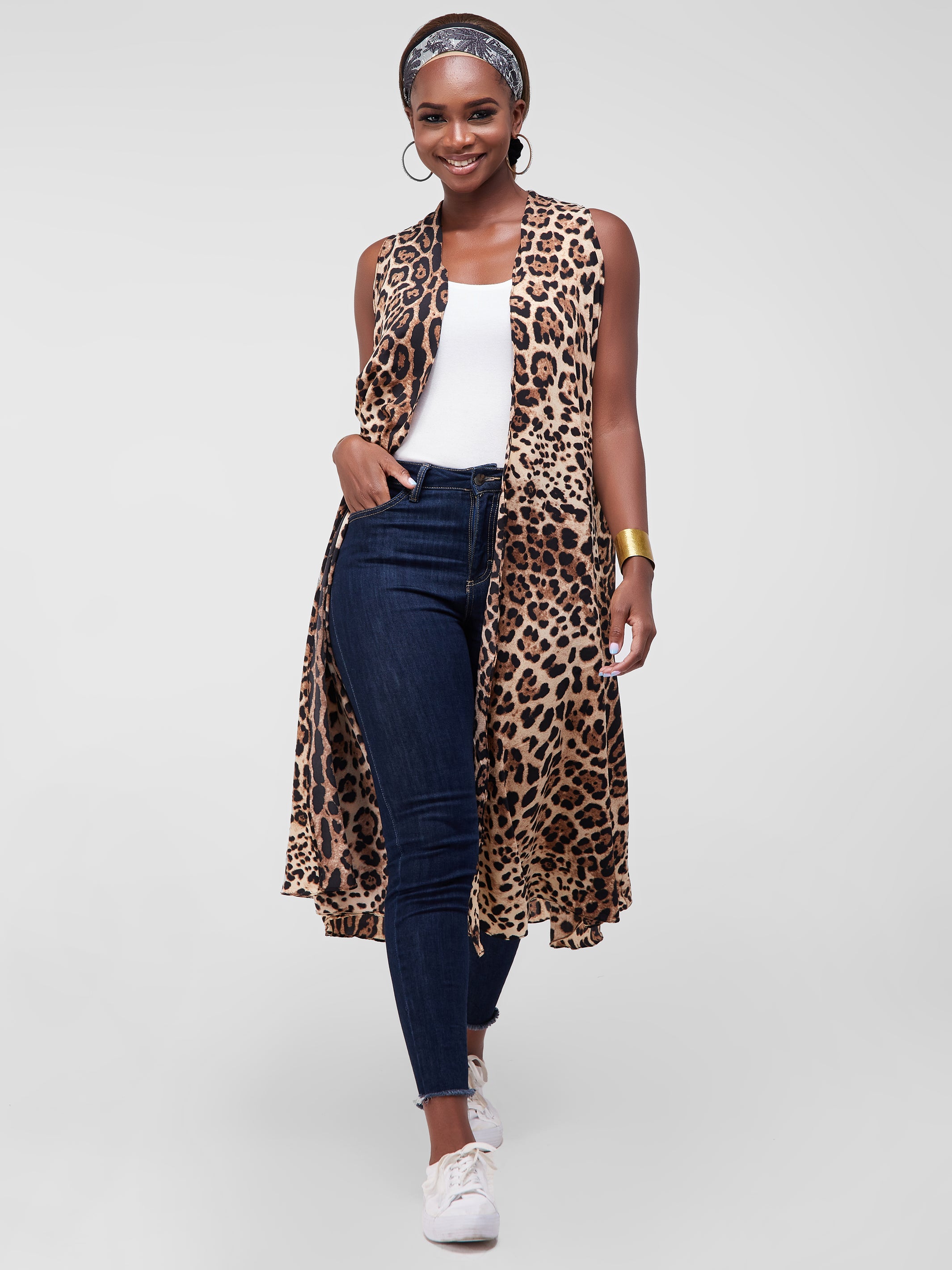 Safari Maisha Sleeveless Tent Cover-Up - Brown Animal Print