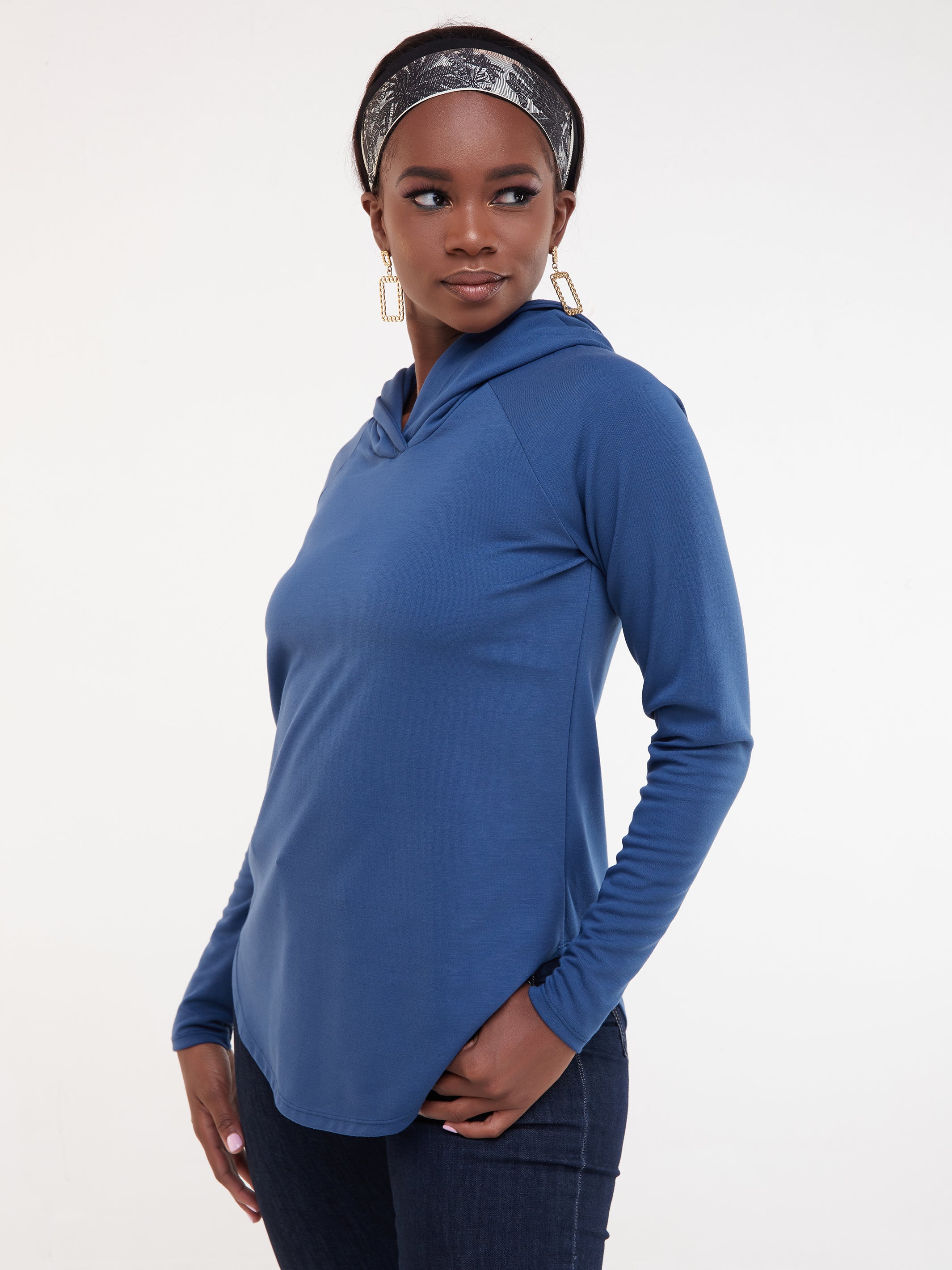 Vivo Tulia Scalloped Hem Hoodie - Teal