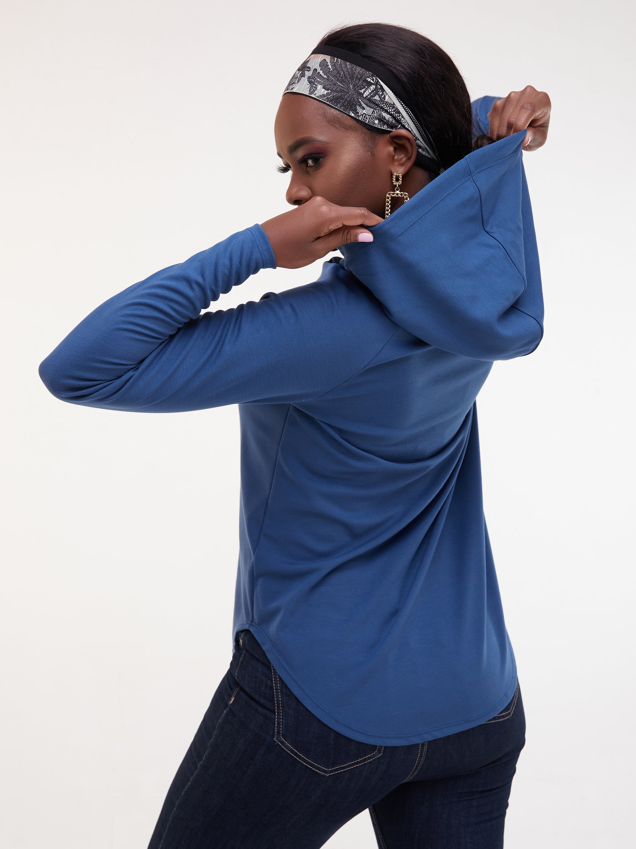 Vivo Tulia Scalloped Hem Hoodie - Teal