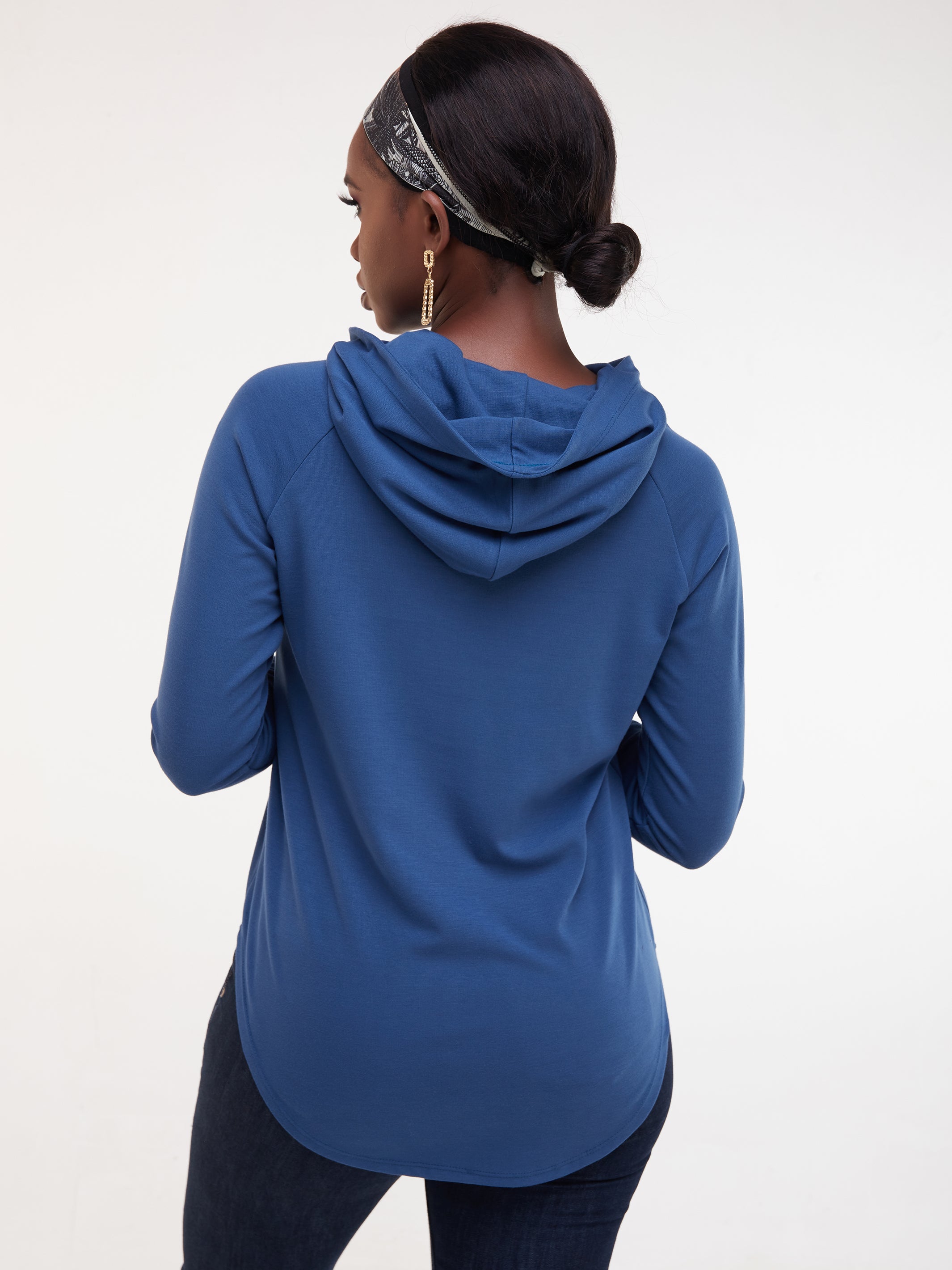 Vivo Tulia Scalloped Hem Hoodie - Teal