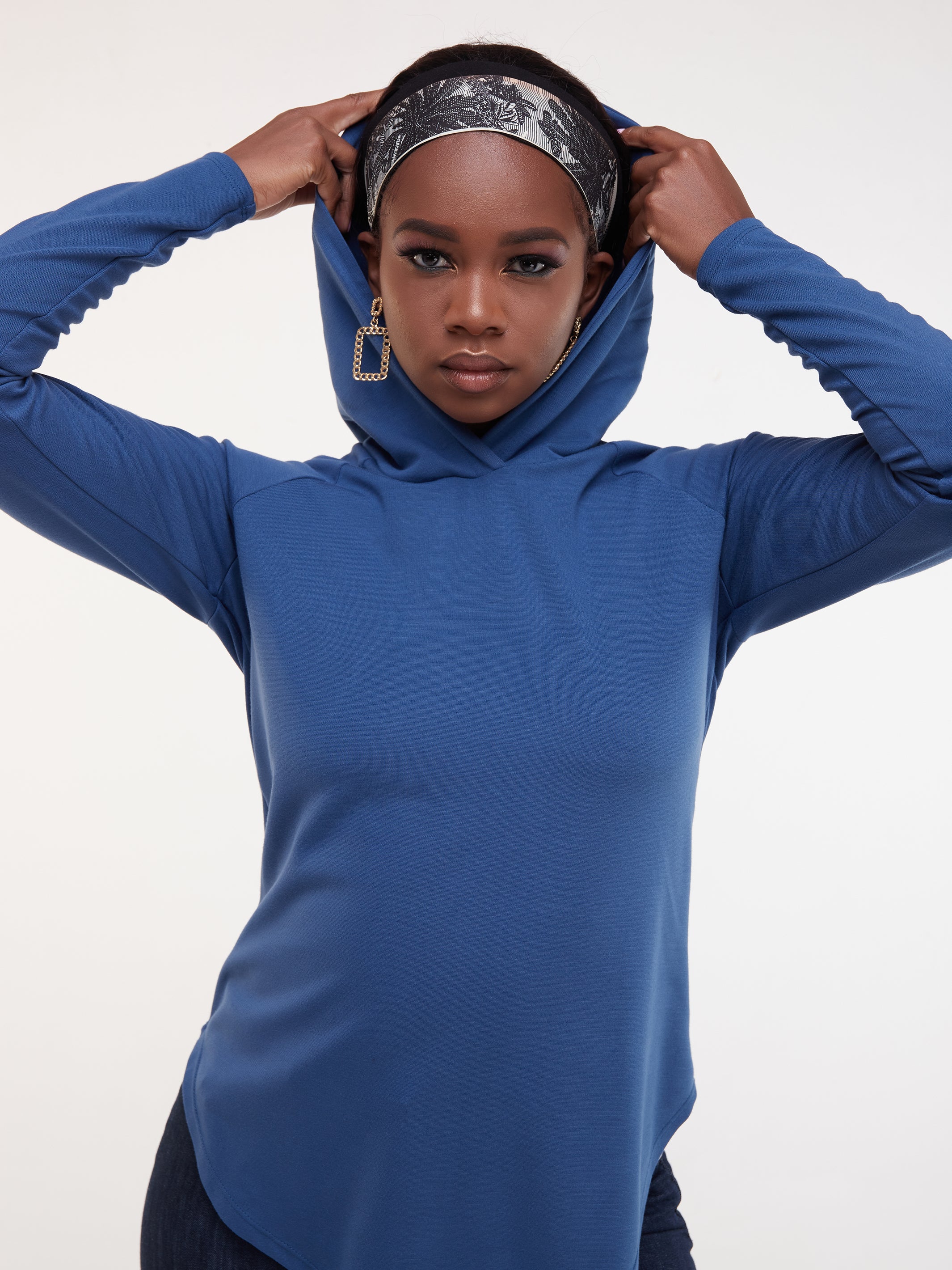 Vivo Tulia Scalloped Hem Hoodie - Teal