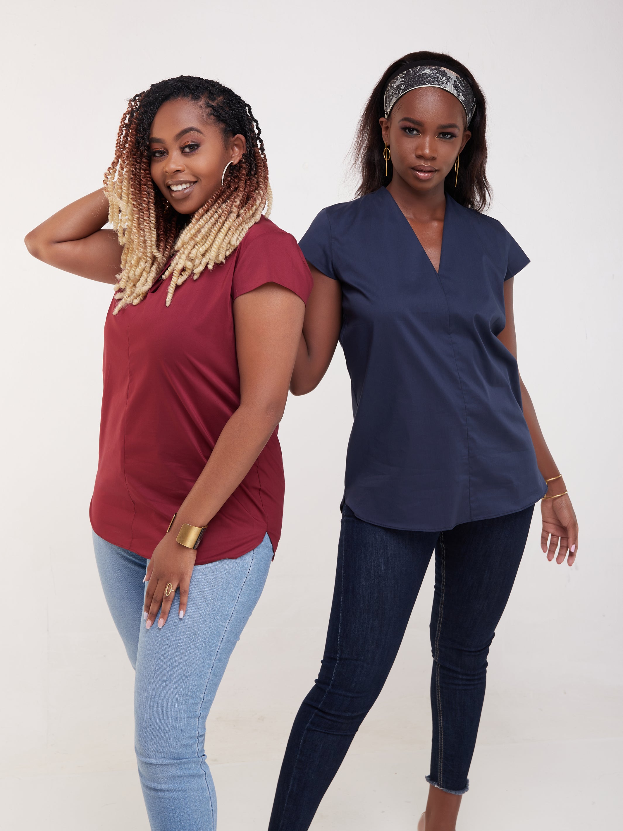 Safari Huru Cap Sleeved Top - Maroon