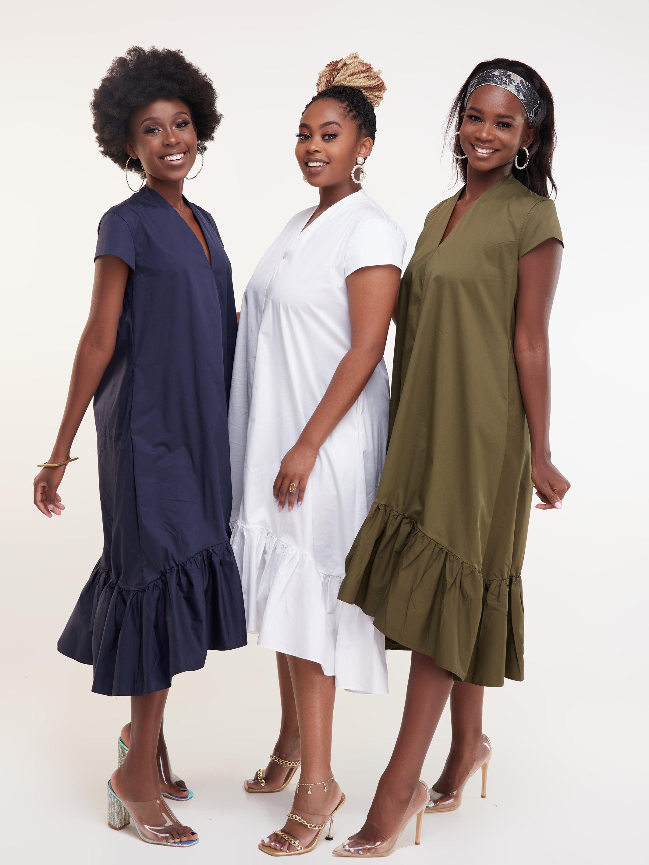 Safari Huru Cap Sleeved Hi - Low Dress - Hunters Green