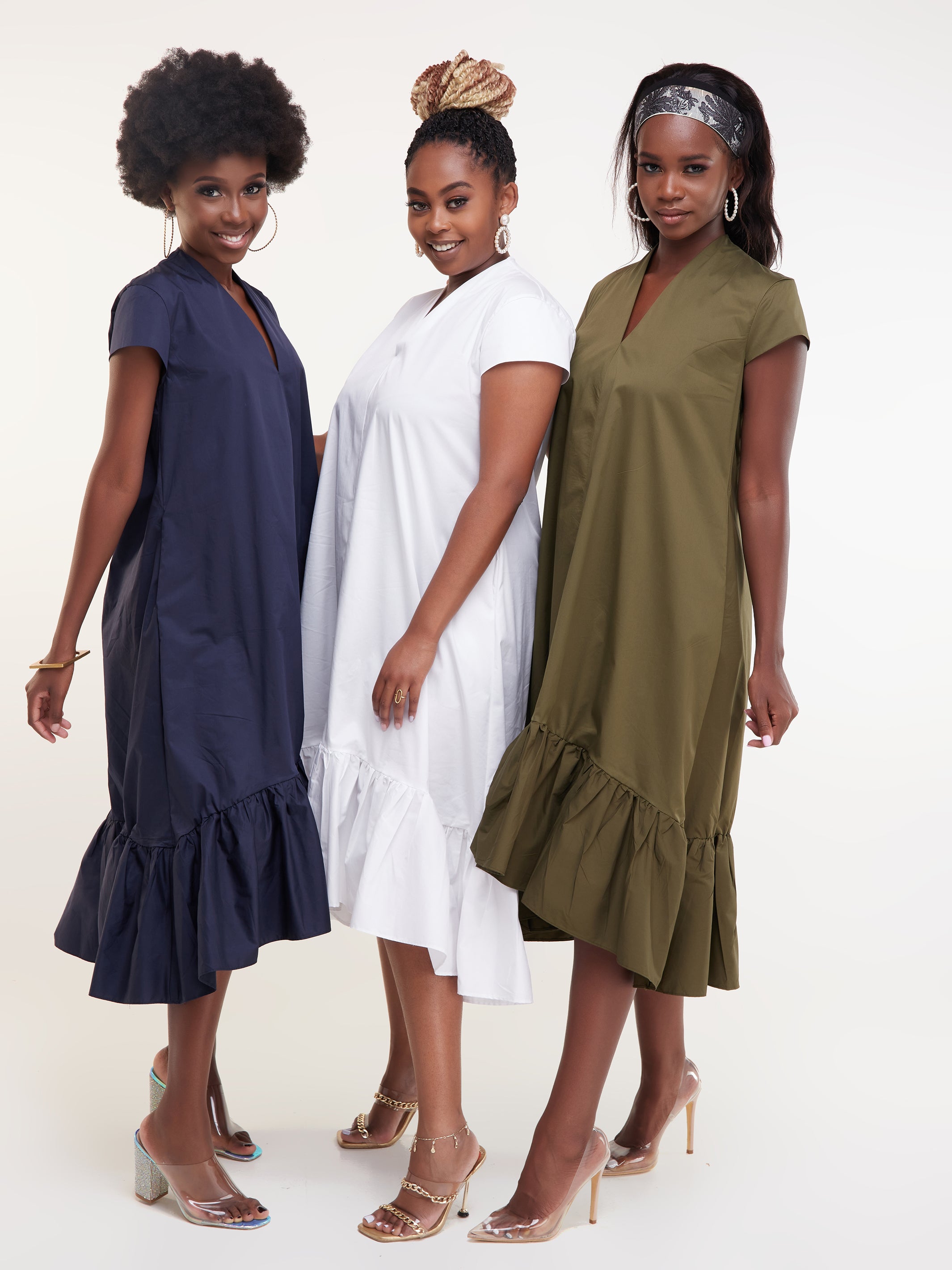 Safari Huru Cap Sleeved Hi - Low Dress - Navy Blue