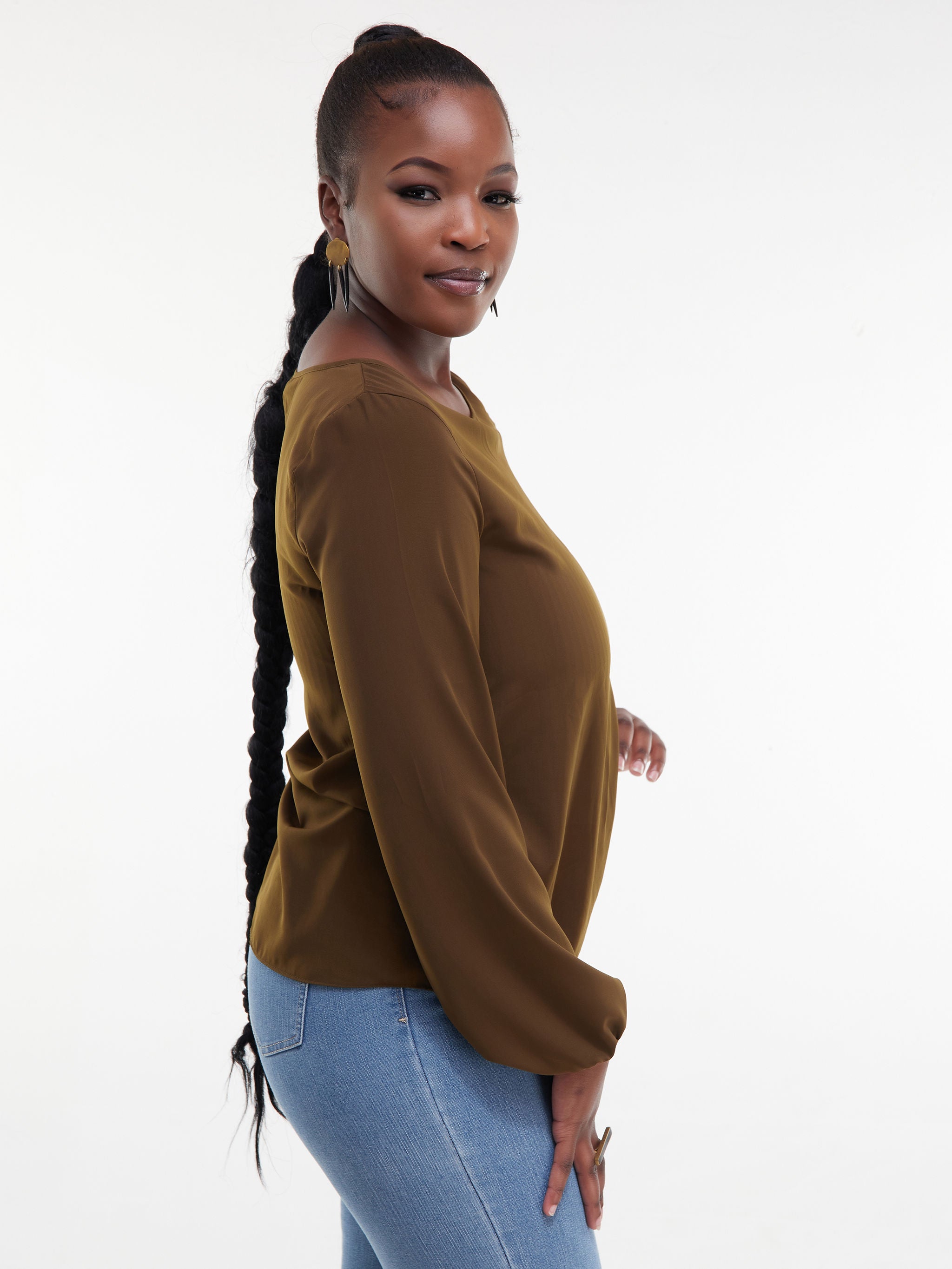 Vivo Basic Long Sleeved Bishop Top - Hunters