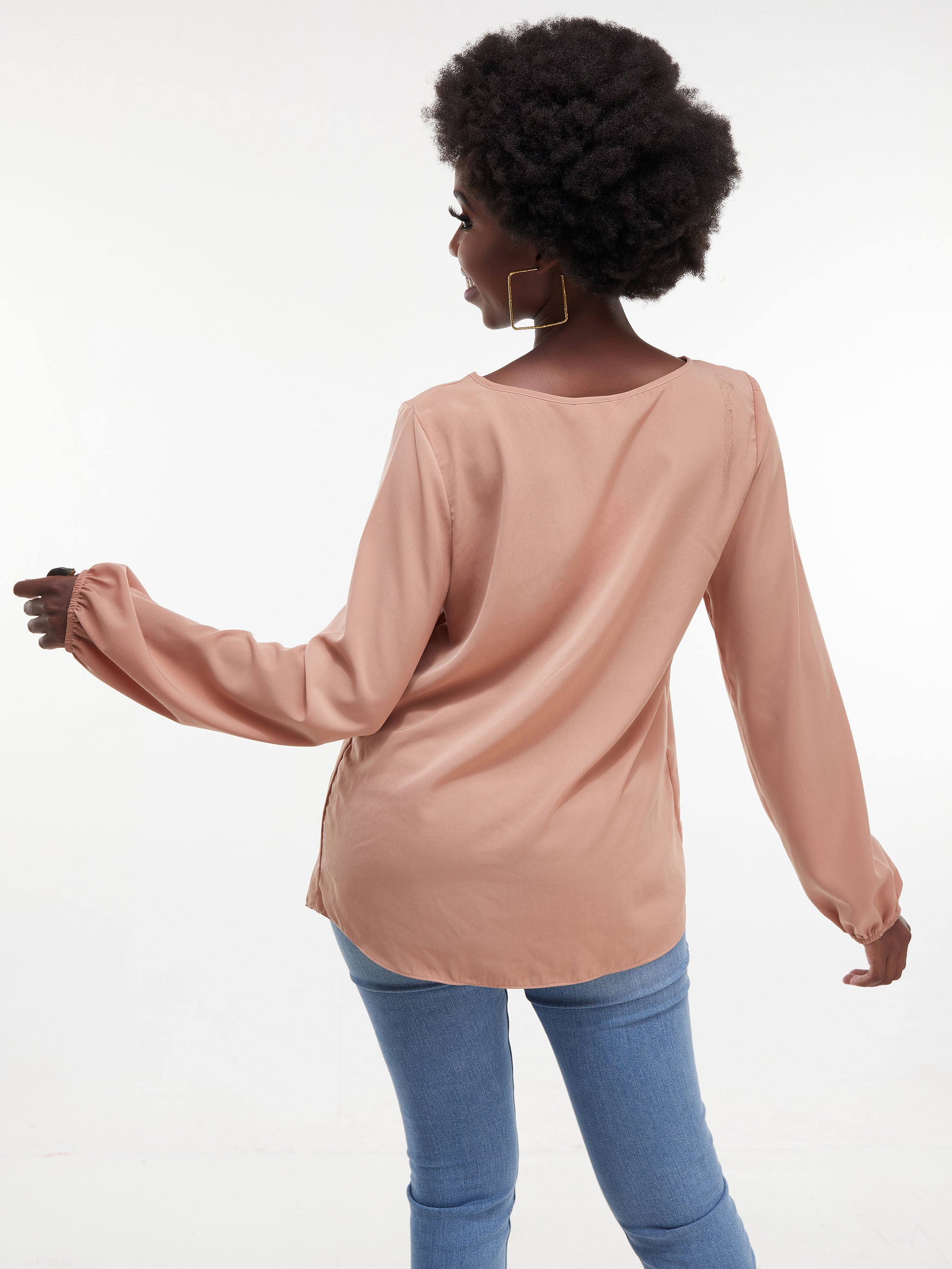 Vivo Basic Long Sleeved Bishop Top - Coral