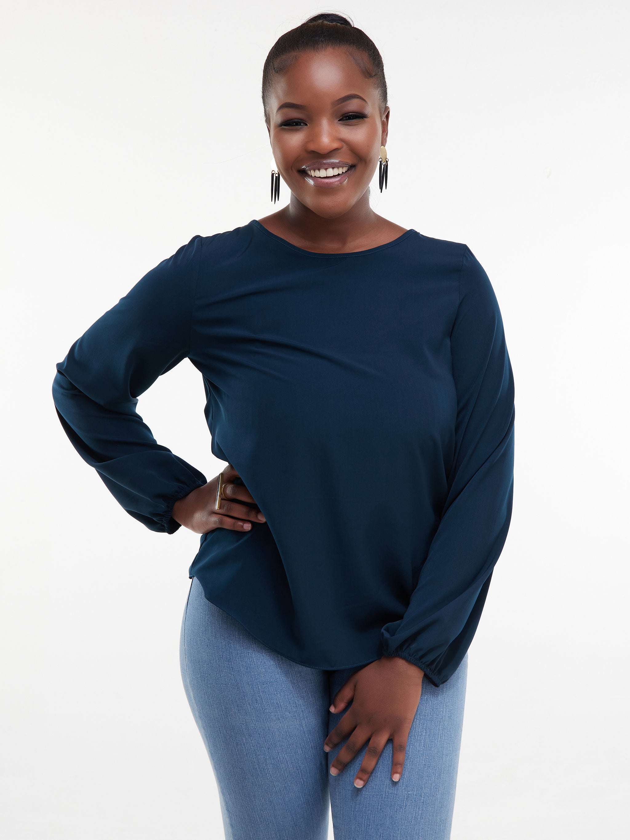 Vivo Basic Long Sleeved Bishop Top - Teal