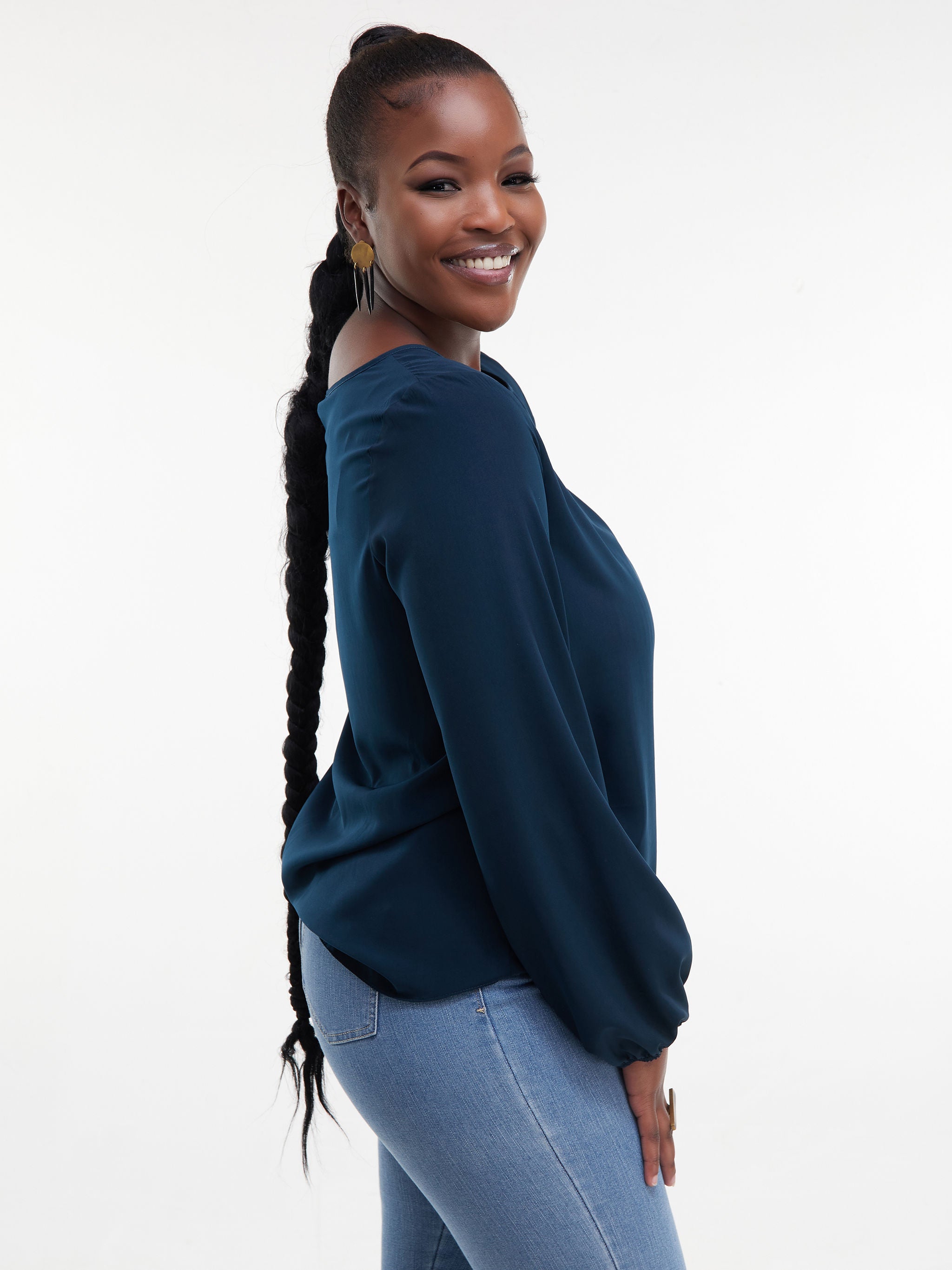 Vivo Basic Long Sleeved Bishop Top - Teal