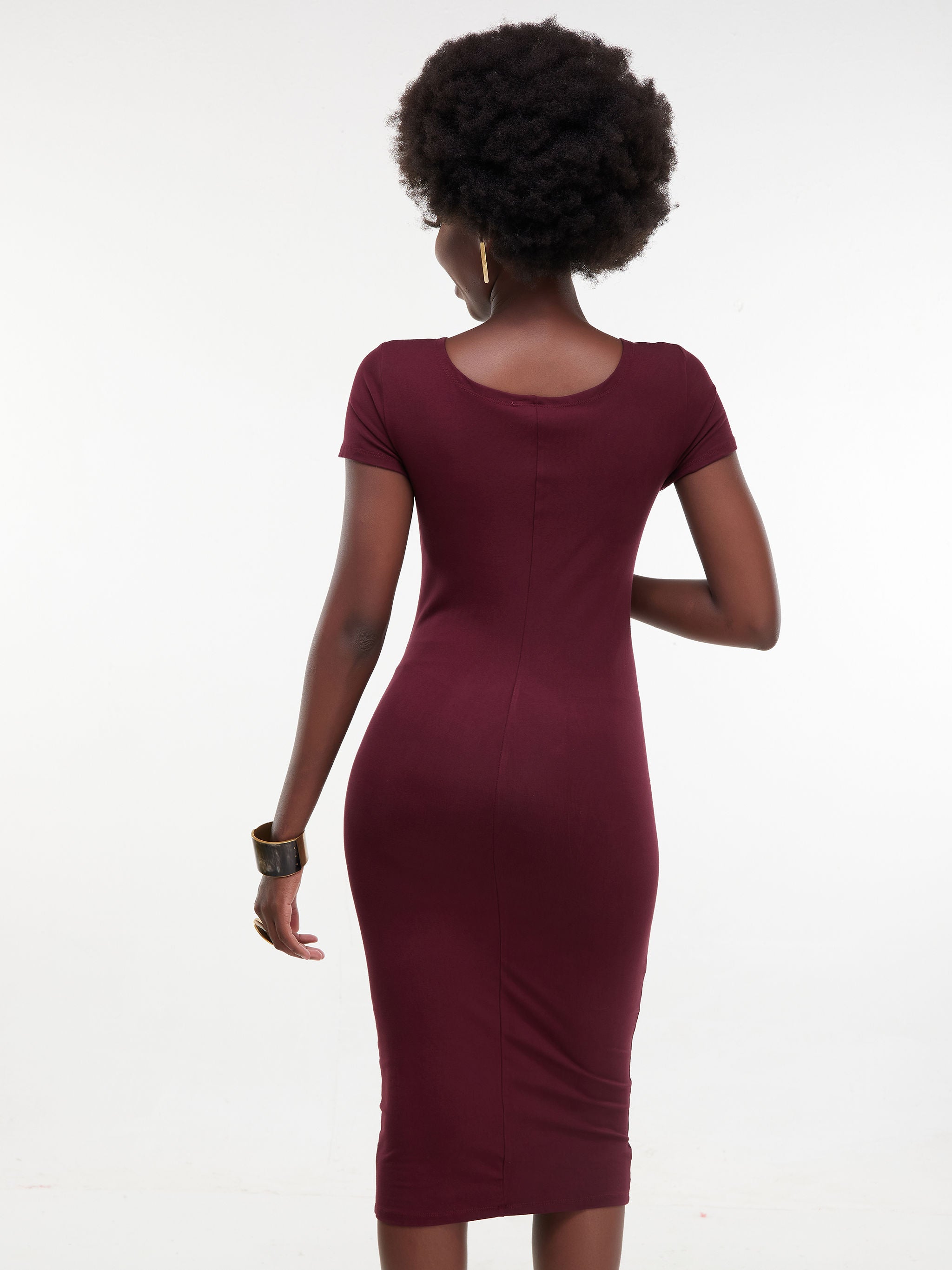 Vivo Zuri Cap Sleeved Bodycon Dress - Burgundy