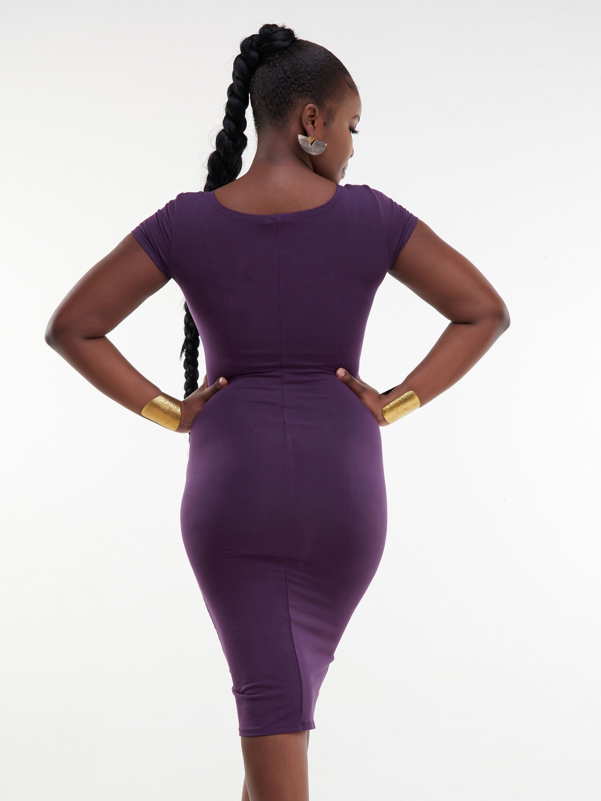 Vivo Zuri Cap Sleeved Bodycon Dress - Purple