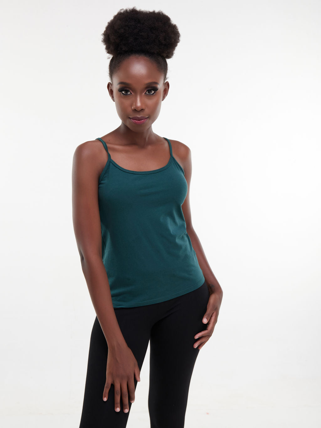 Zoya Chill Spaghetti Strap Tank Top - Dark Green