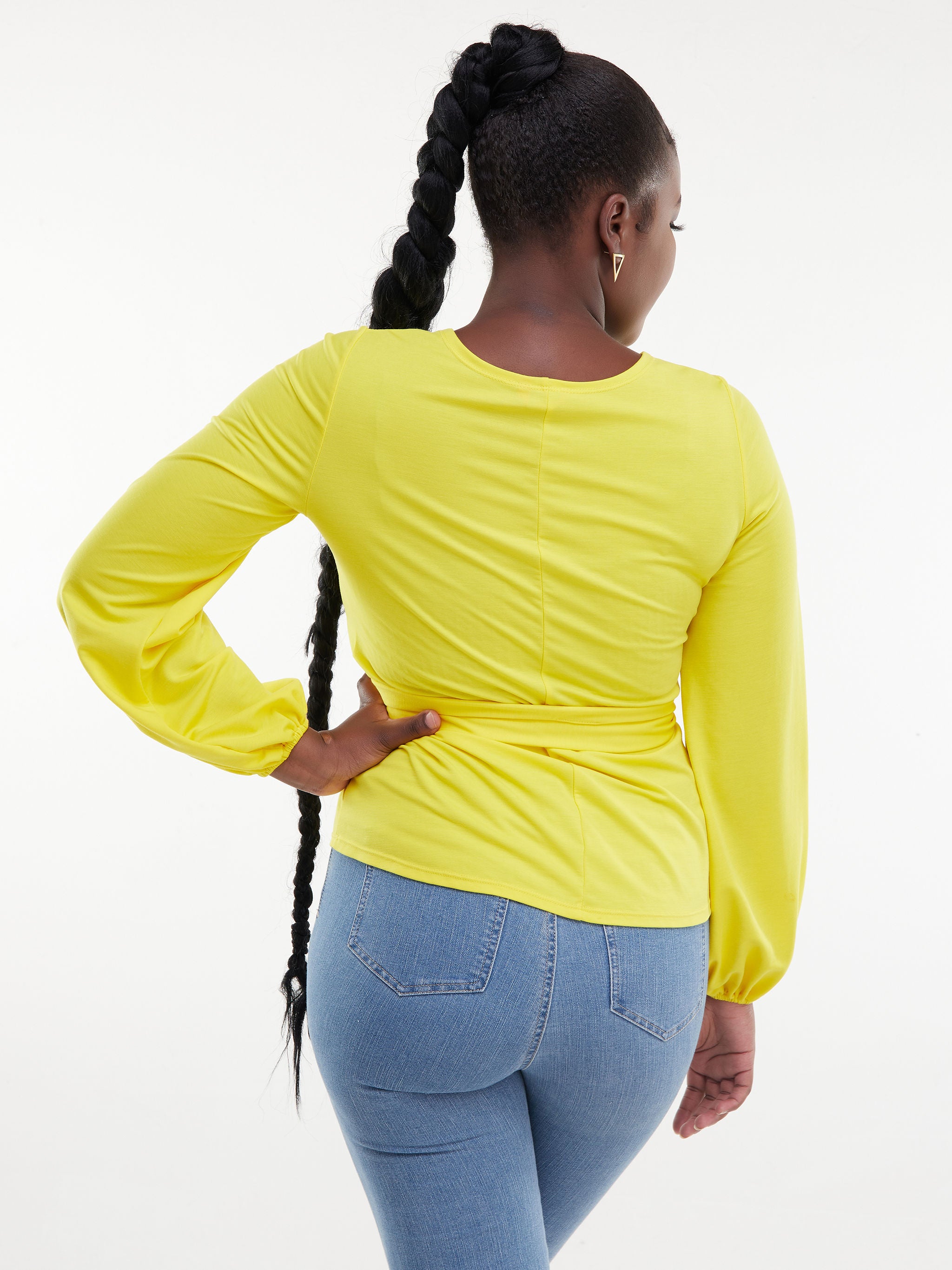 Vivo Basic Olivia Bishop Sleeve Top - Yellow