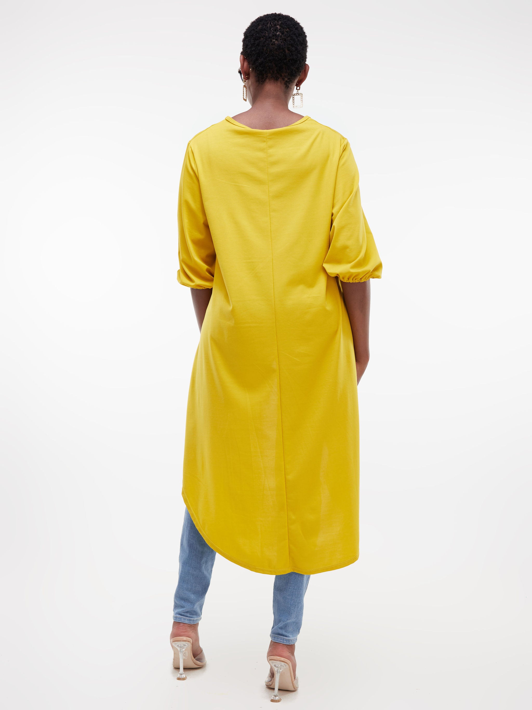 Vivo Basic Nalia High Low Jersey Top - Mustard