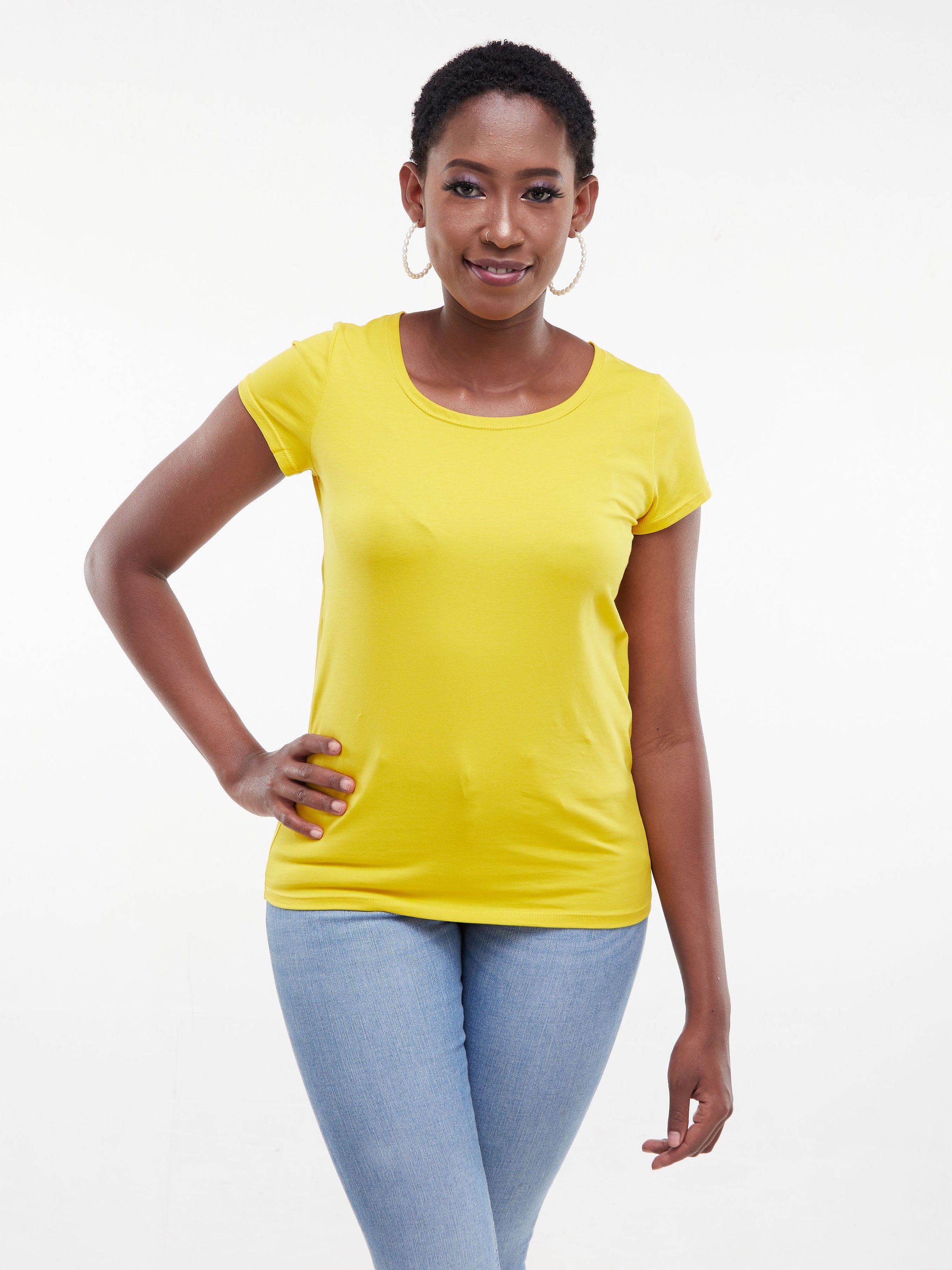 Vivo Basic Val Cap Sleeve Top - Yellow